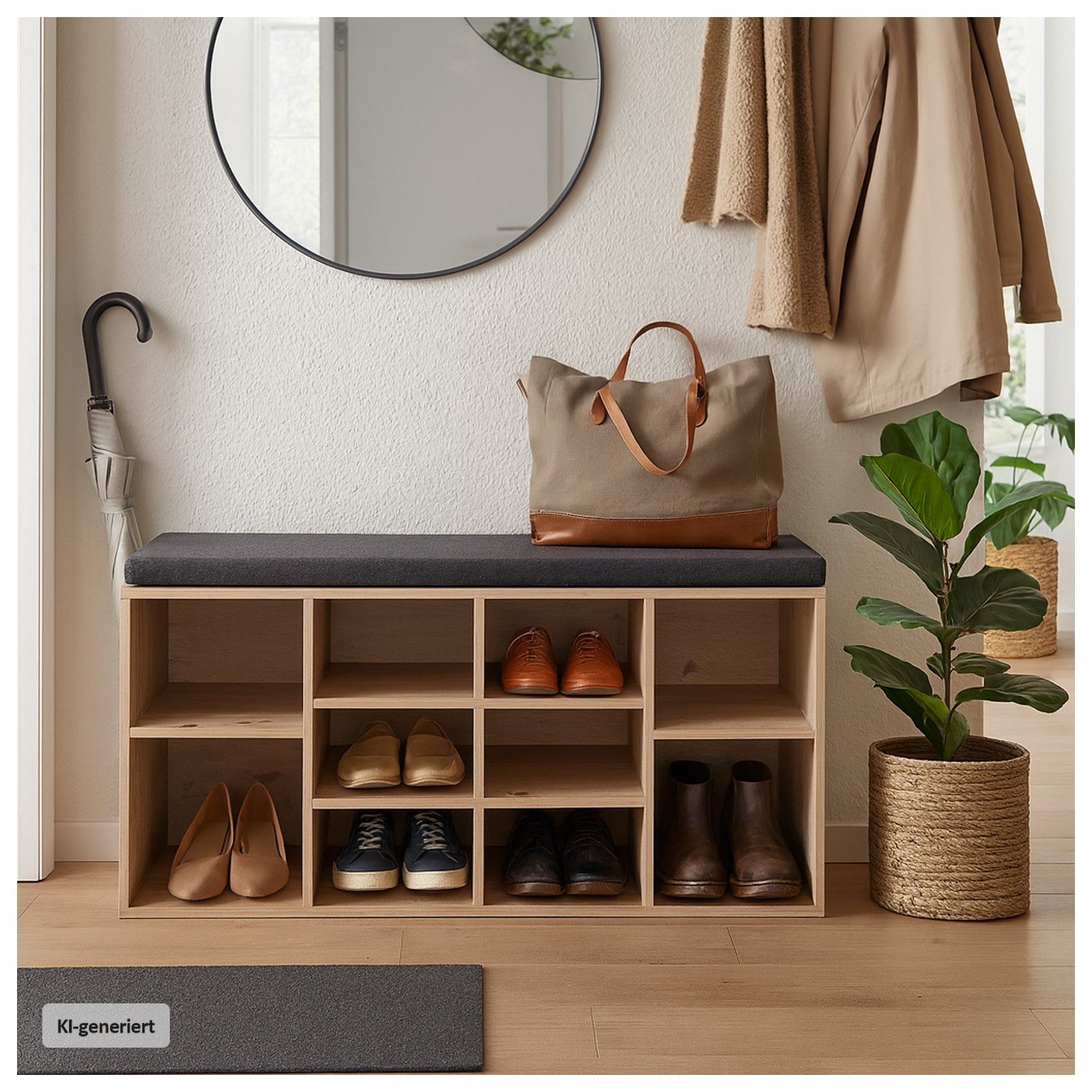 HTI-Living Schuhregal Schuhbank Katja 10 Regalfächer Artisaneiche, Stück 1-tlg., Schuhregal mit Sitzpolster