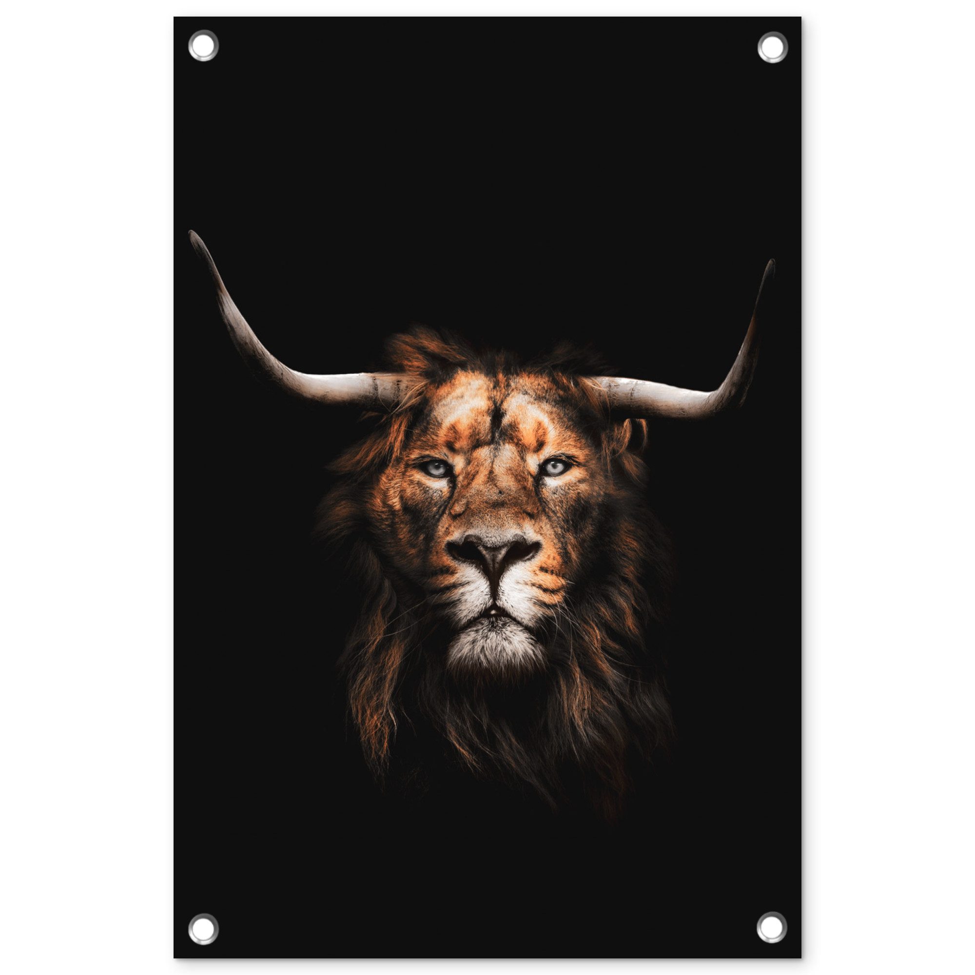 OnlyWow Poster für Garten Löwe - Schwarz - Mantel, Gartenposter, Outdoor Bilder, Terrasendeko Banner, 40x60 cm