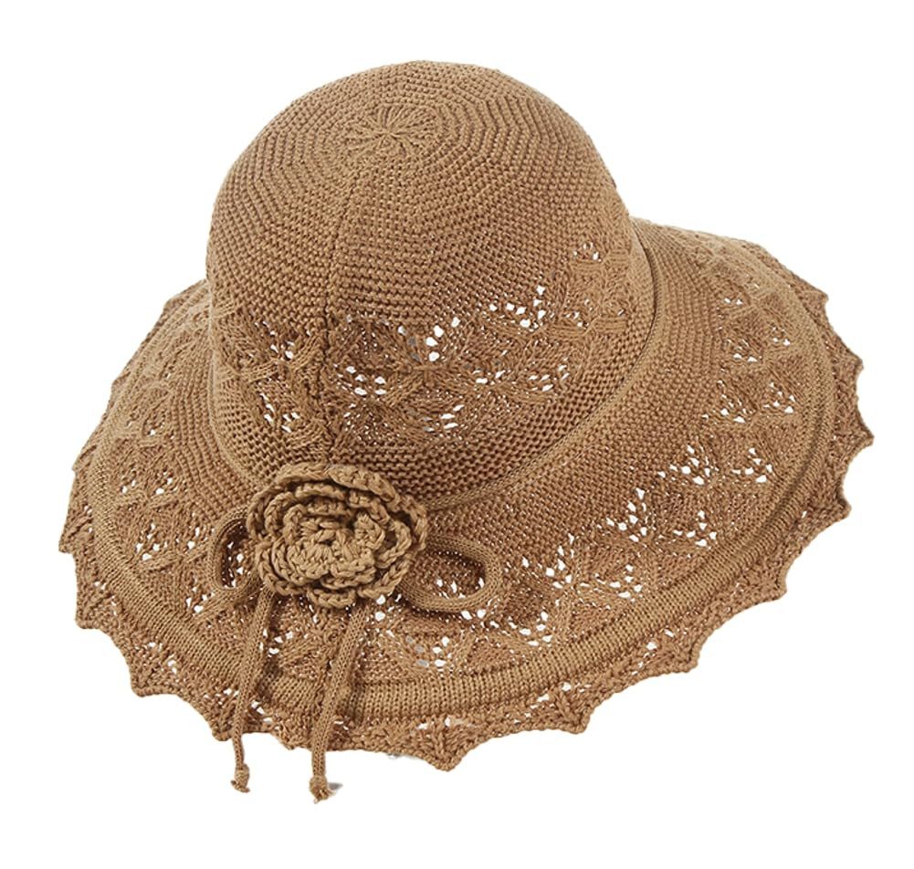 Bwecuy Sonnenhut Damen Sonnenhut UV-Schutz Strandhut Faltbar Sommerhut Strand Strohhüte Strohhut mit Breite Krempe