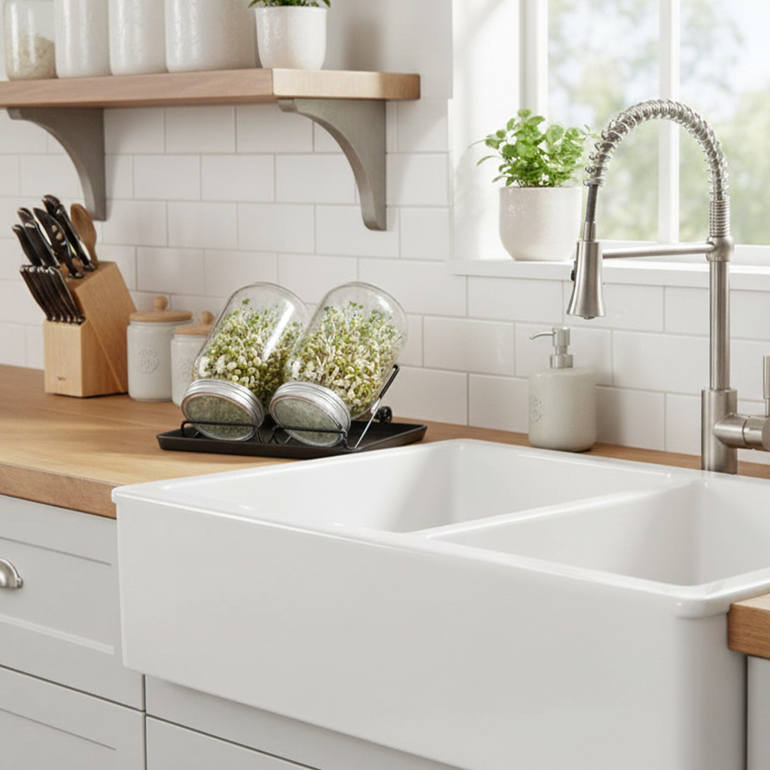 relaxdays Kräutertopf Sprossenglas 2er Set Gestell & Schale (2er Set), schw günstig online kaufen