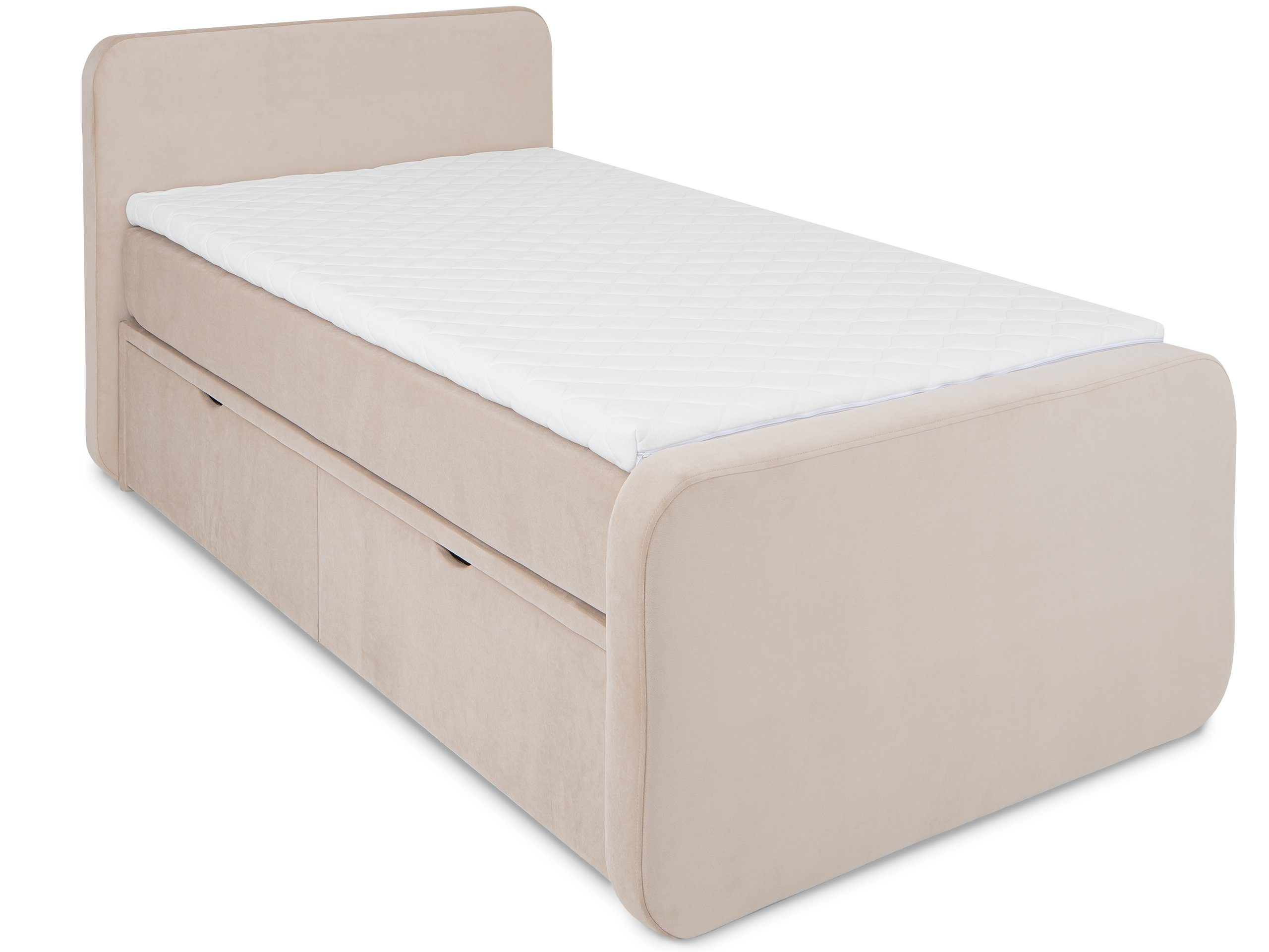 wonello Boxbett Milano, mit Topper Stauraum Schublade), Beige (2x inkl