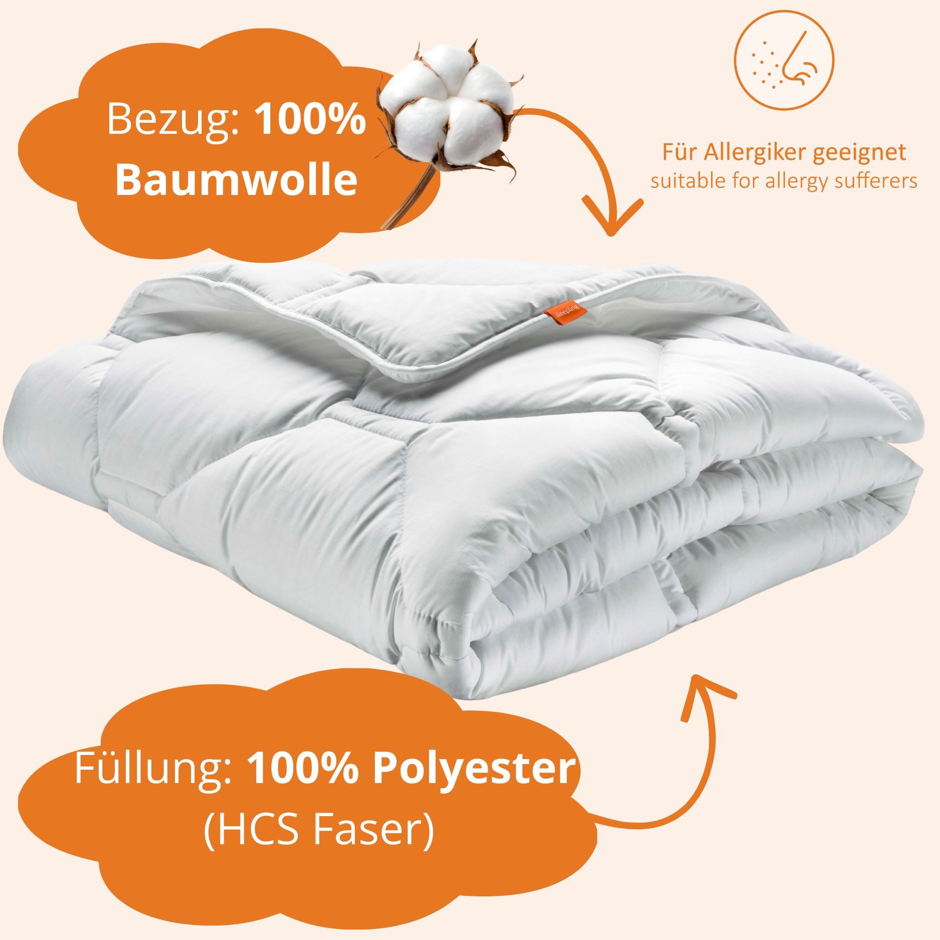 sleepling Baumwollbettdecke Komfort 300, Bezug: 100 % Baumwolle, in 135x200 günstig online kaufen