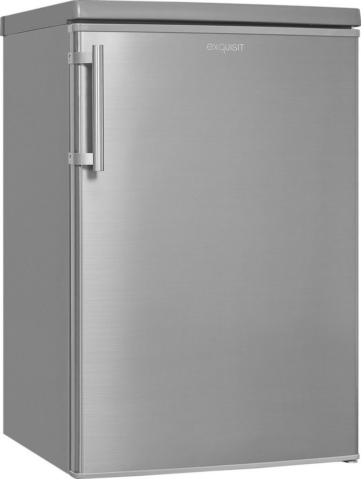 exquisit Kühlschrank KS16-V-H-040E inoxlook, 85,5 cm hoch, 55 cm breit, 127  L Volumen, Butterfach - übersichtliches und sicheres Verstauen für Eier und