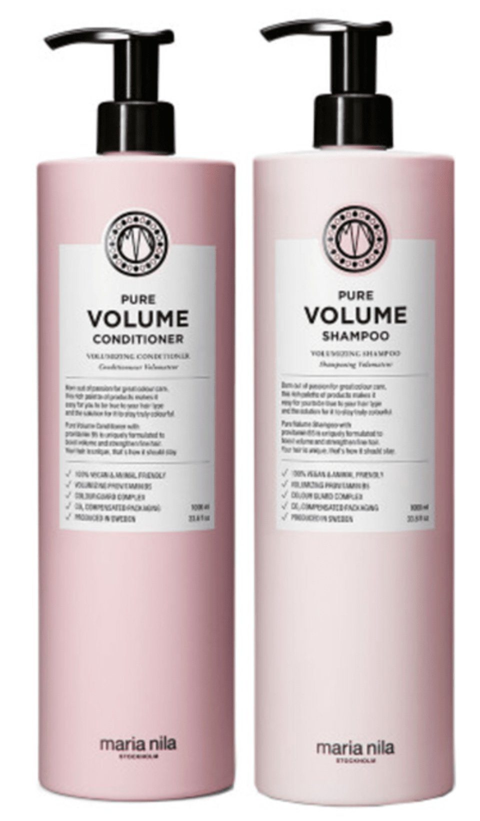 Maria Nila Haarpflege-Set Pure Volume XL Duo, Set, 2-tlg., Shampoo 1000 ml + Conditioner 1000 ml, verleiht feinem Haar Volumen