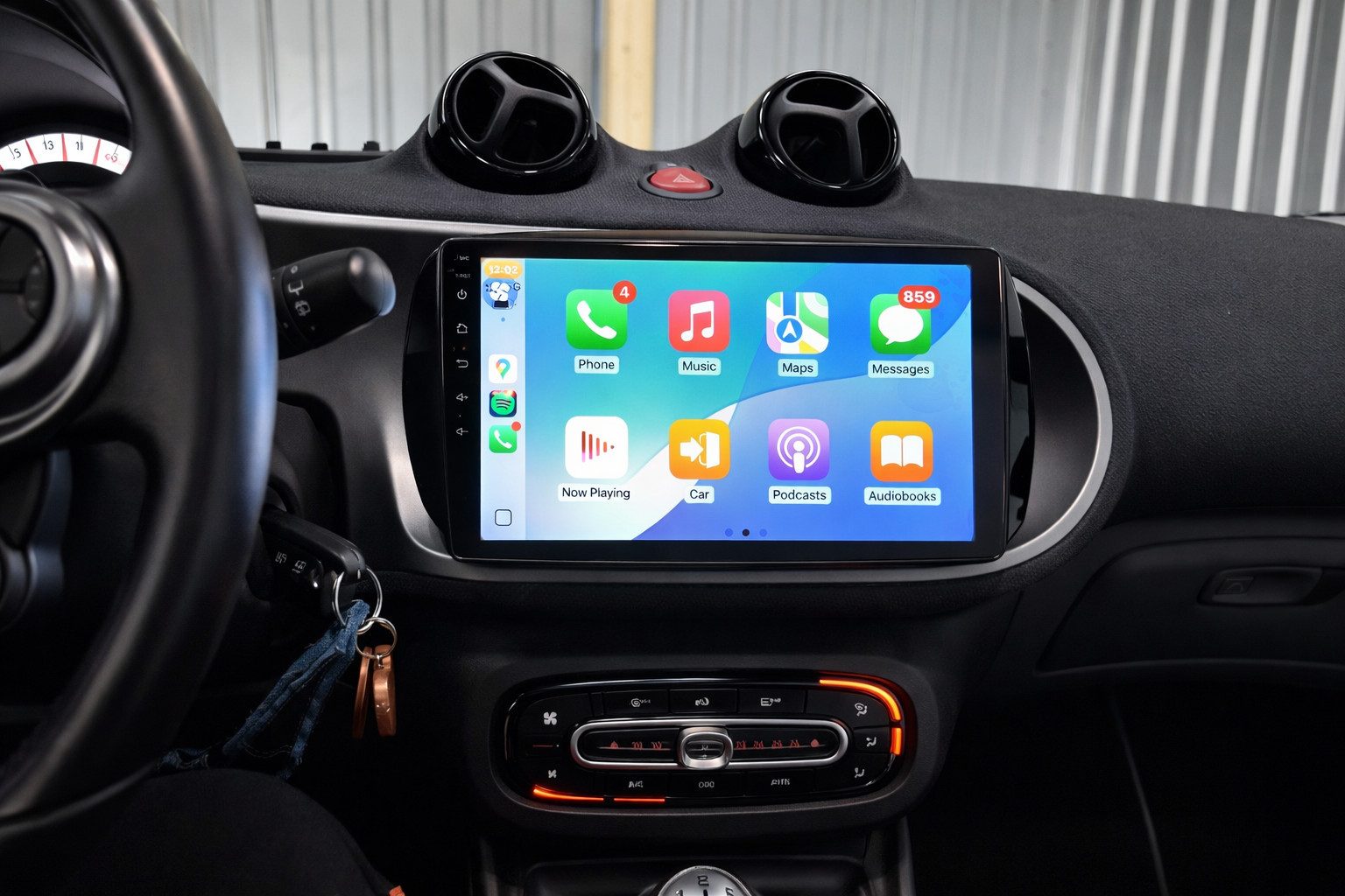GABITECH 9 zoll Android Autoradio Carplay für Mercedes Smart Fortwo 2014-2019 Einbau-Navigationsgerät (Kabellos Apple Carplay und Android Auto, Sprachsteuerung 4GB RAM)