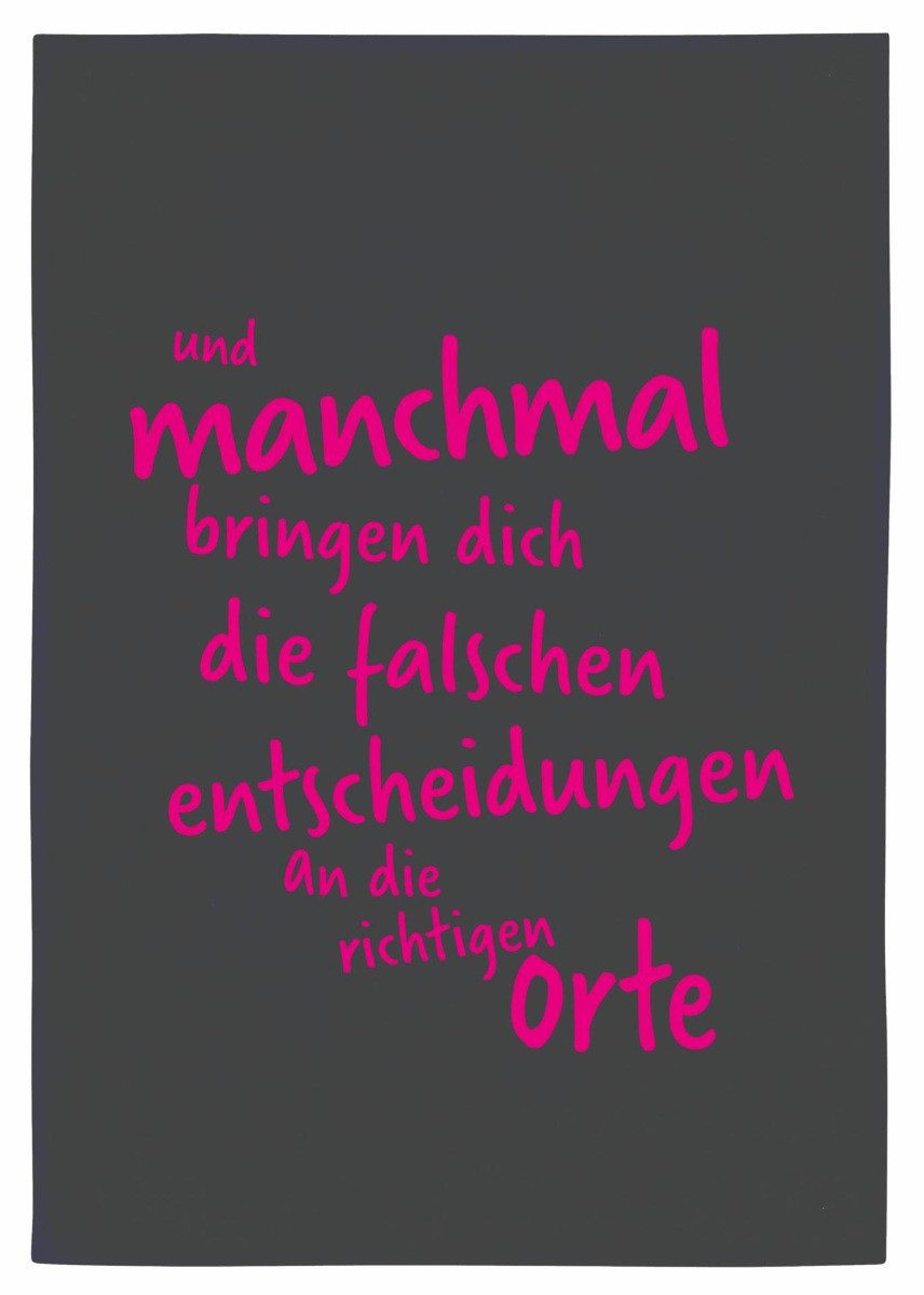 17;30 Hamburg Geschirrtuch Falsche Entscheidungen an richtigen Orte, Grau, (1-tlg), 50x70cm, Siebdruck