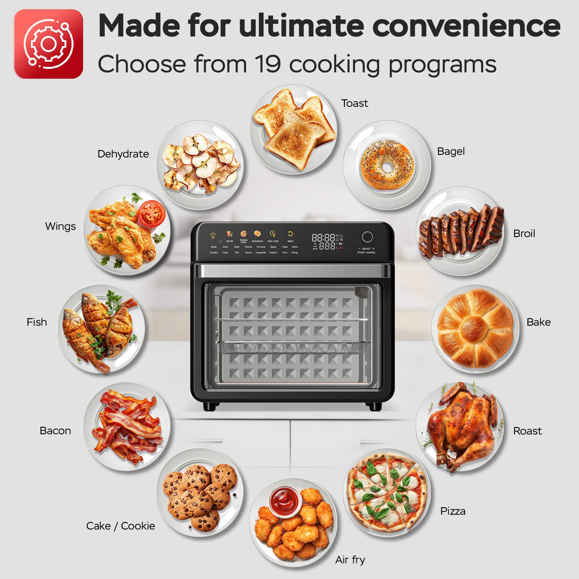 TurboTronic by Z-Line Minibackofen 2100 W 34 l Mini Backofen mit Airfryer Umluft Grill Pizzaofen Dörrer, Tischbackofen, kleiner Backofen, Mini Ofen, Heißluftfri – Bild 4 von 5