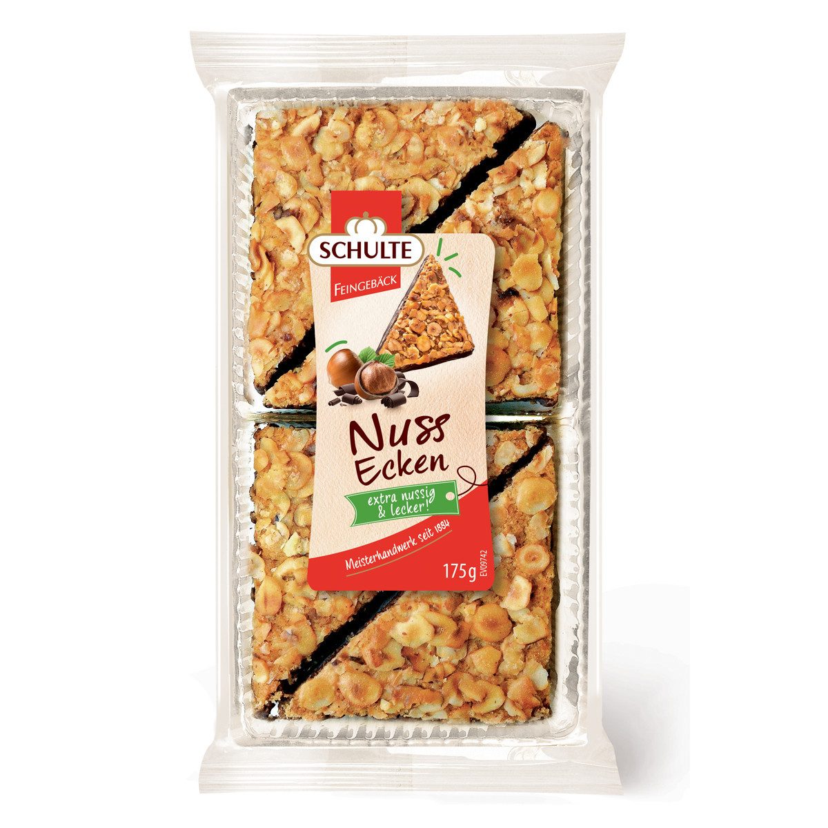 Schulte Kekse, Schulte Nussecken mit Haselnüssen und Zartbitter Schokolade 175g