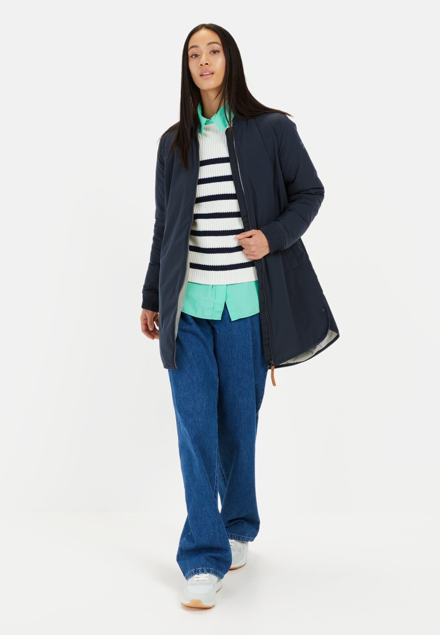 camel active Langjacke aus recyceltem Polyester Langarm Kapuze