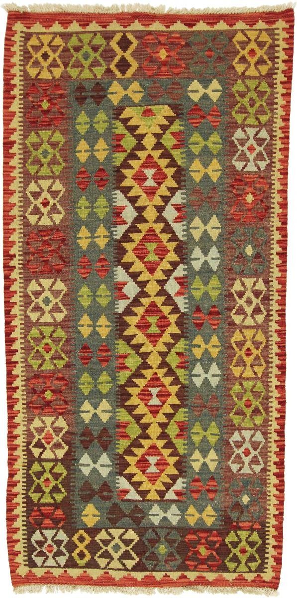 Orientteppich Kelim Afghan 102x220 Handgewebter Orientteppich Läufer, Nain Trading, rechteckig, Höhe: 3 mm