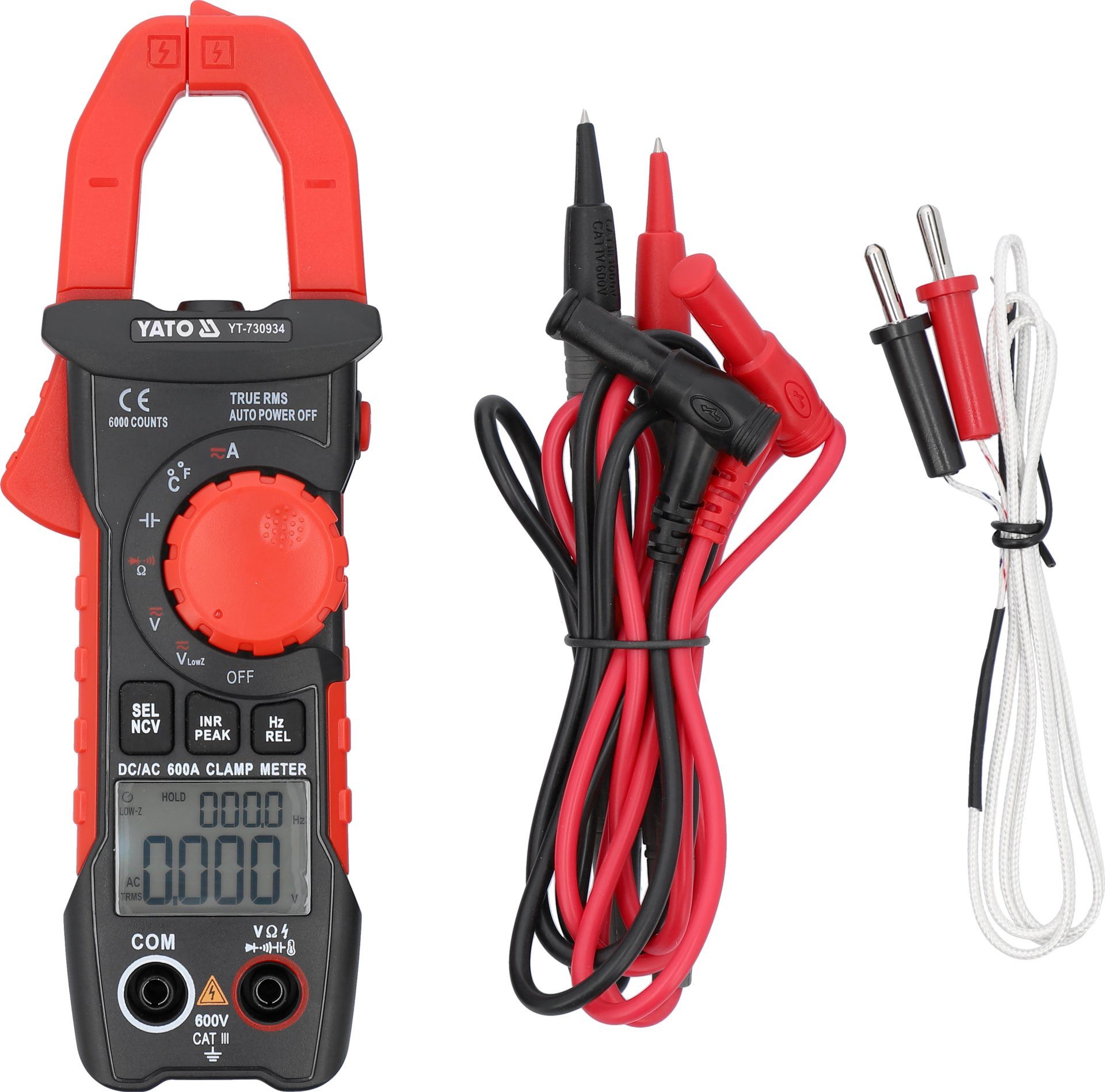 Yato Strommessgerät Messgerät, AC/DC 600V, 600A, Zangenmessgerät, Zangenmultimeter