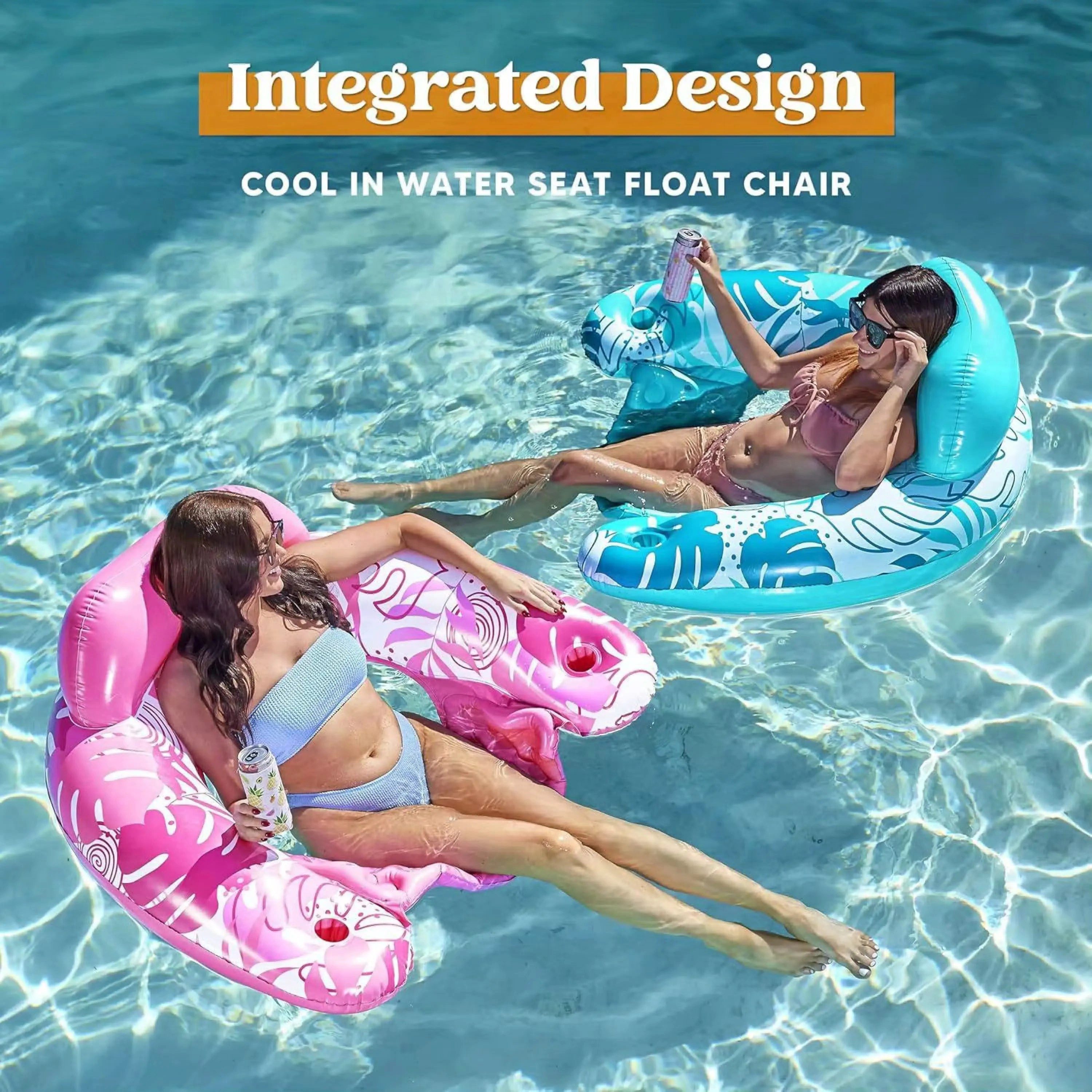 Sport-Knight® Schwimmsessel Aufblasbarer Pool-Sessel, Getränkehalterung, 90 x 125 cm Pool Strand