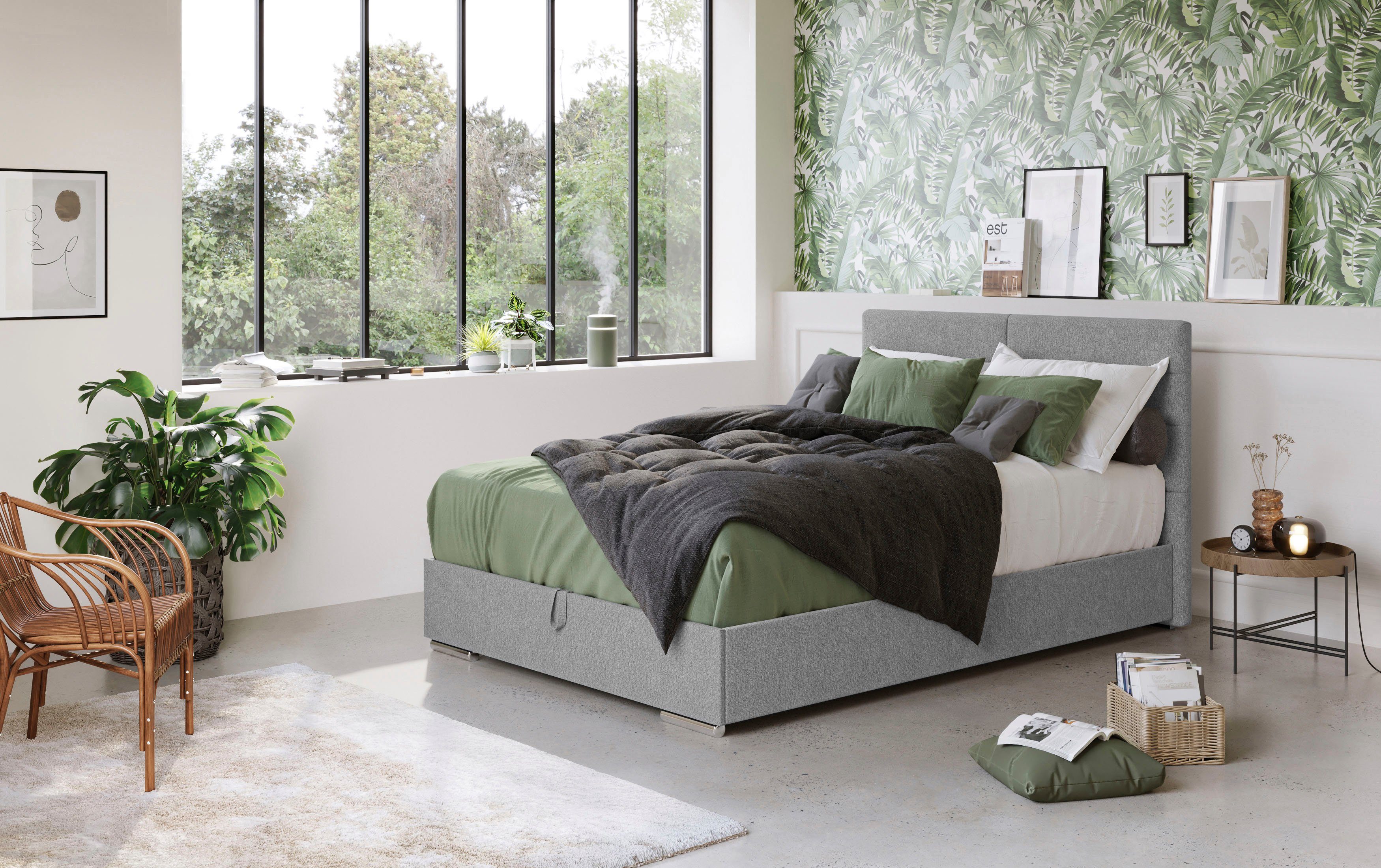 Boxbett Tom mit Bettkasten, Topper und Zierkissen