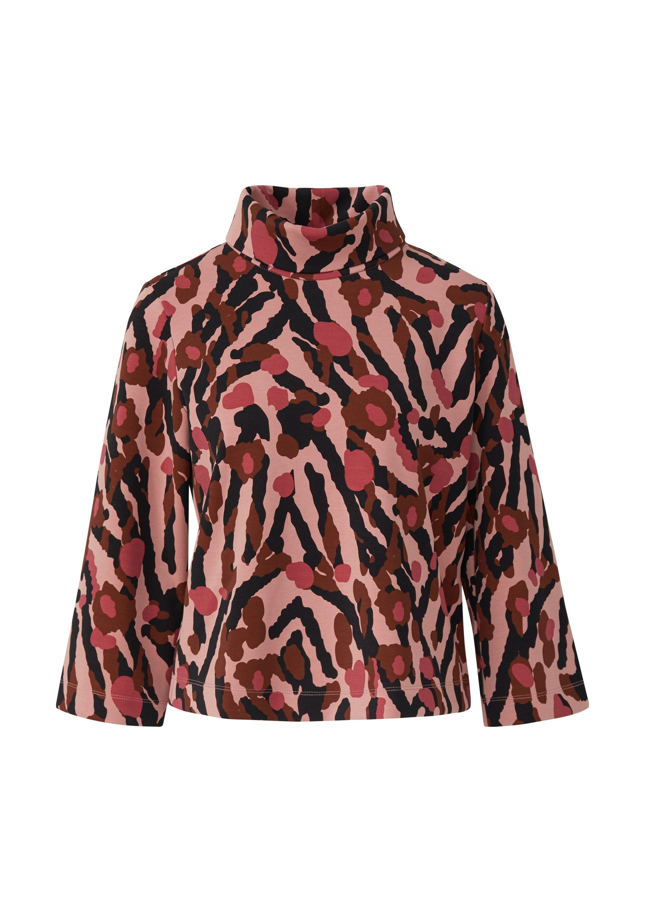 s.Oliver 3/4 Arm-Pullover Sweatshirt Gemustertes Scuba-Shirt mit weiten Ärm günstig online kaufen