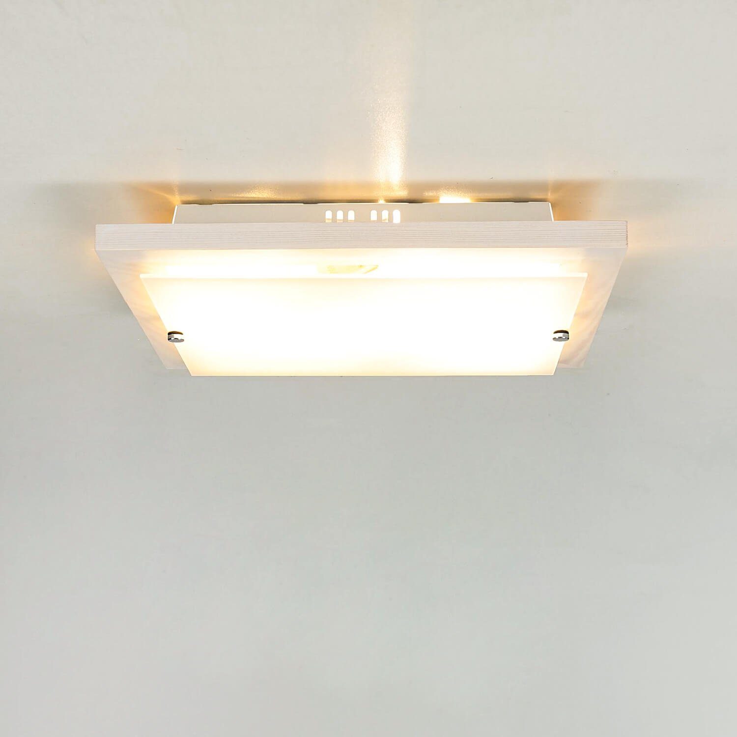 Licht-Erlebnisse ERIN, Wohnzimmerlampe Deckenleuchte Moderne Deckenleuchte quadratisch flach Glas Leuchtmittel, ohne Holz