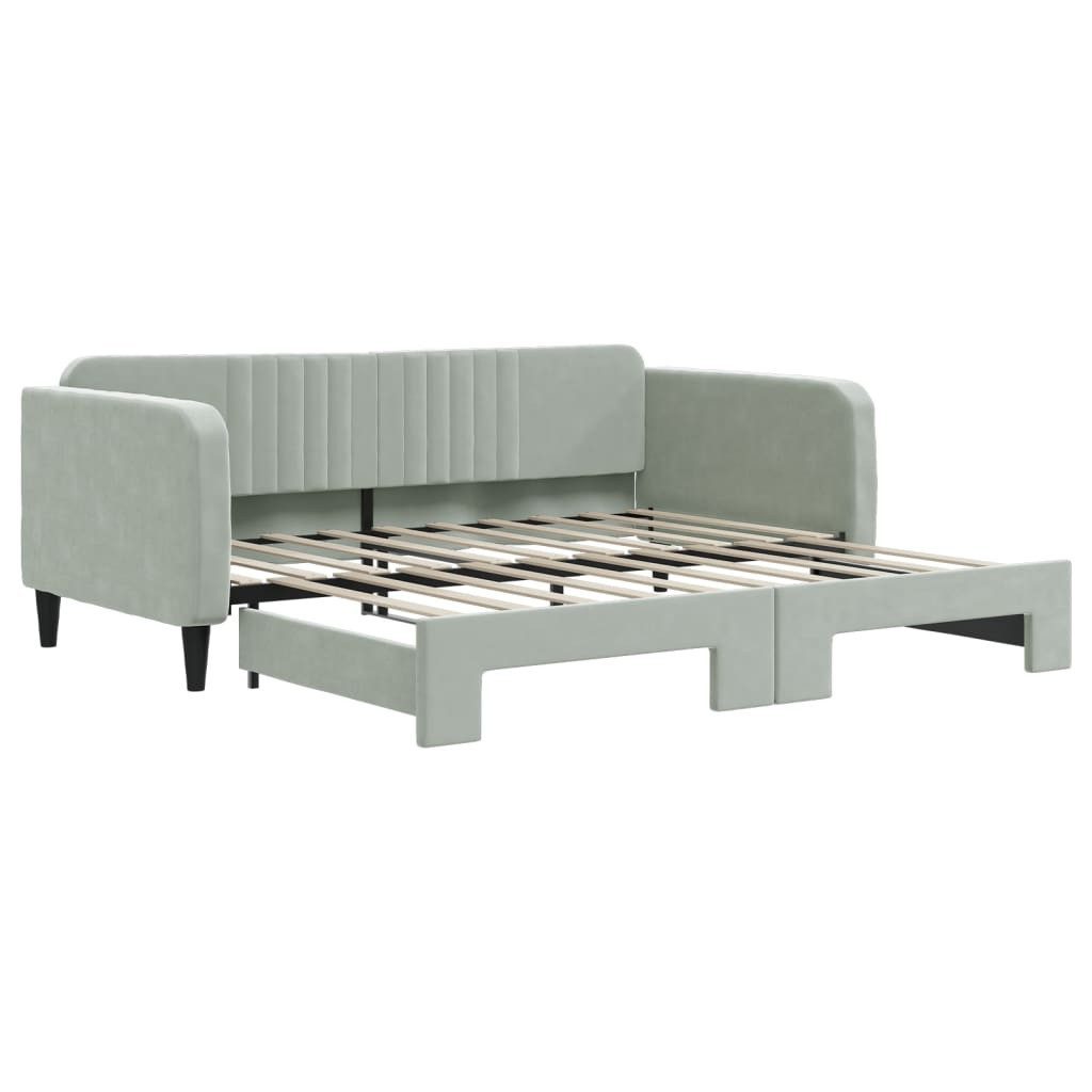 vidaXL Bett Tagesbett Ausziehbar Hellgrau 100x190 cm Samt