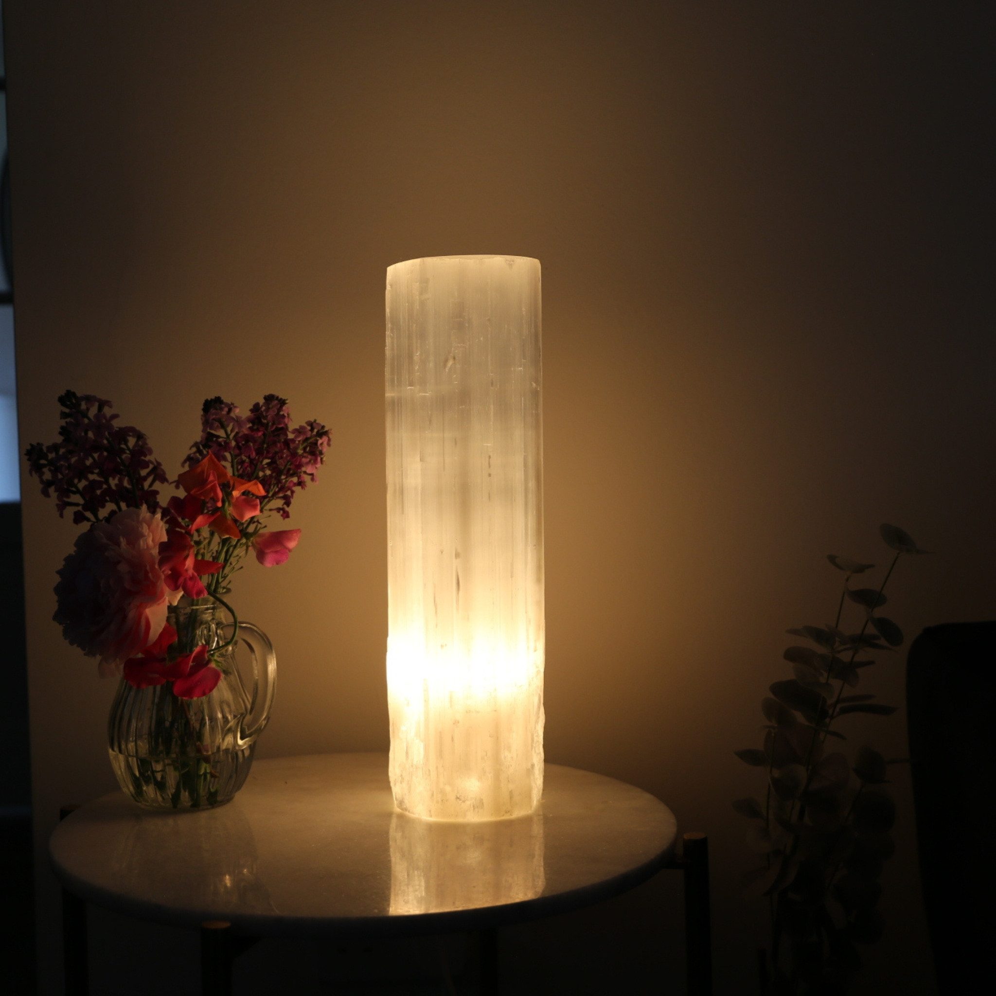 Heimtex Salzkristall-Tischlampe Selenit-Zylinderturm Lampe - Marokkanische günstig online kaufen