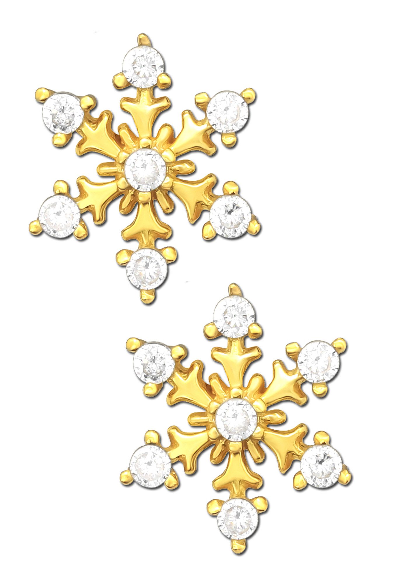 Limana Paar Ohrstecker goldene Schneeflocke Stern 925 Silber Kinderohrringe Frauenohrringe (Geschenkset, inkl. Geschenkdose), Idee Geschenk für Kinder Mädchen Frauen Damen Kinderschmuck