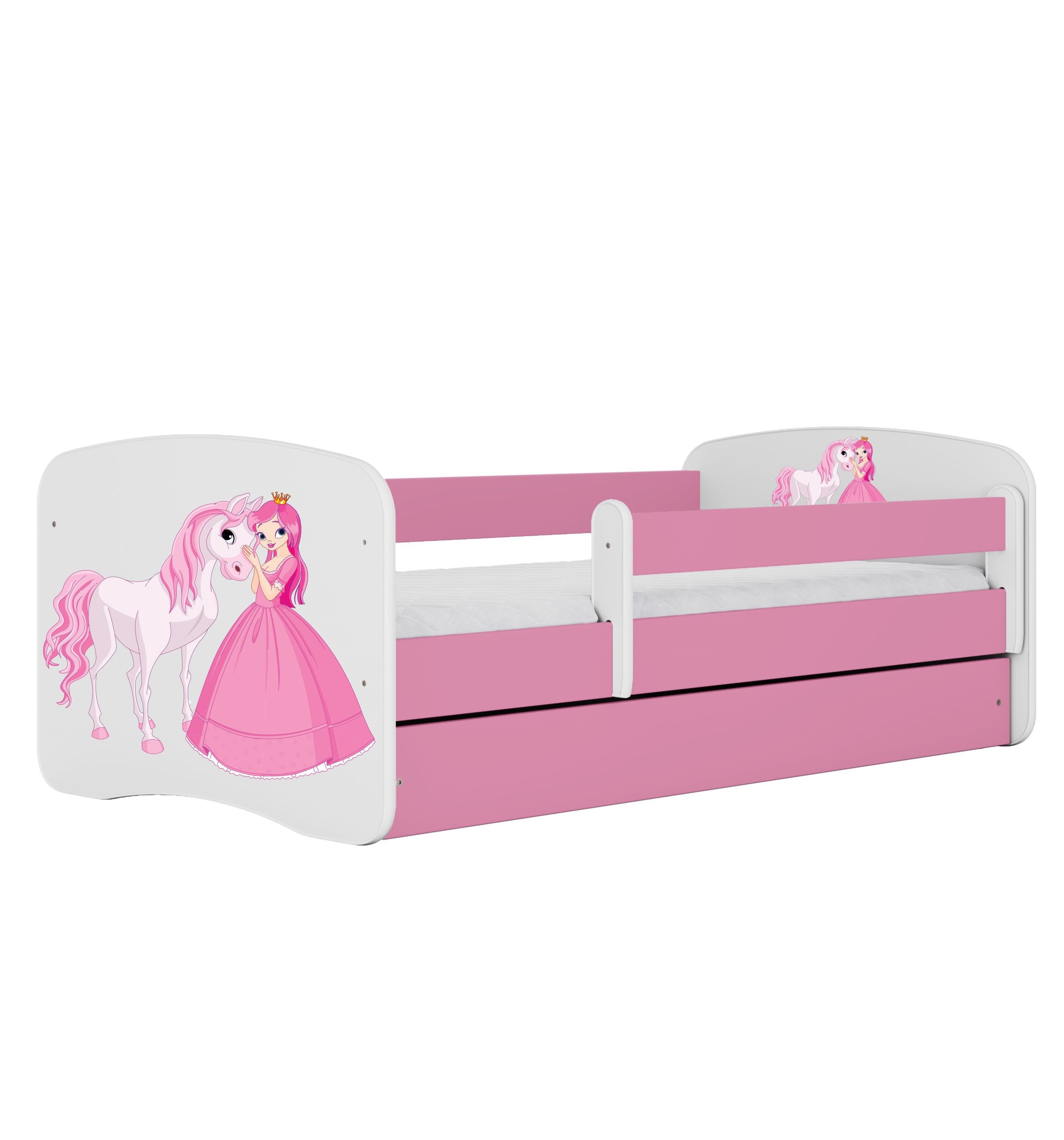 Raumhirsch Furniture Kinderbett 70x140, 80x160, 80x180 cm - Komplettset mit Matratze & Schublade (Bett für Mädchen, Einzelbett Kinder 2–12, mit Rausfallschutz & Lattenrost), verschiedene Farben & Designs