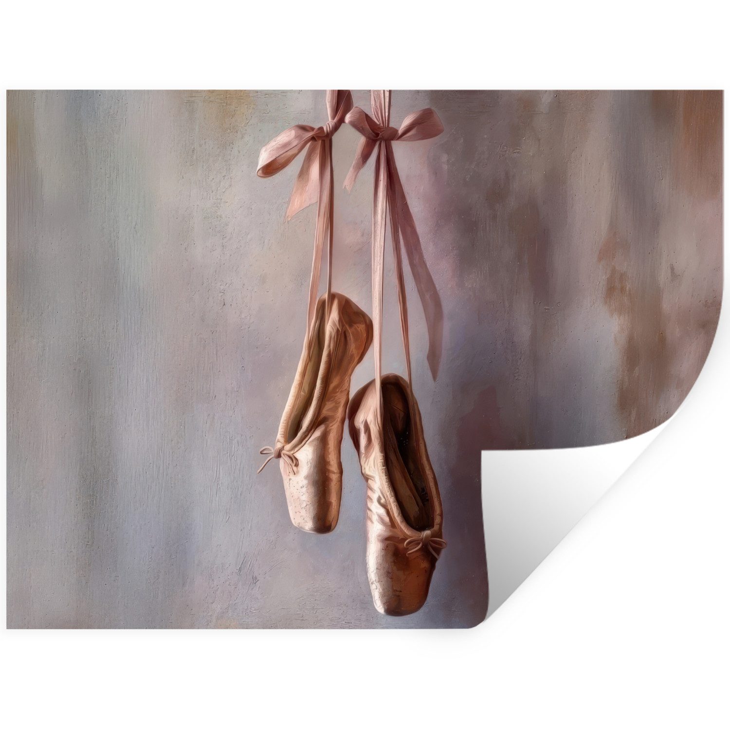 MuchoWow Wandsticker Ballettschuhe - Satin - Erdtöne (1 St), Wanddeko, Aufkleber, Wandtattoo, 120x90 cm