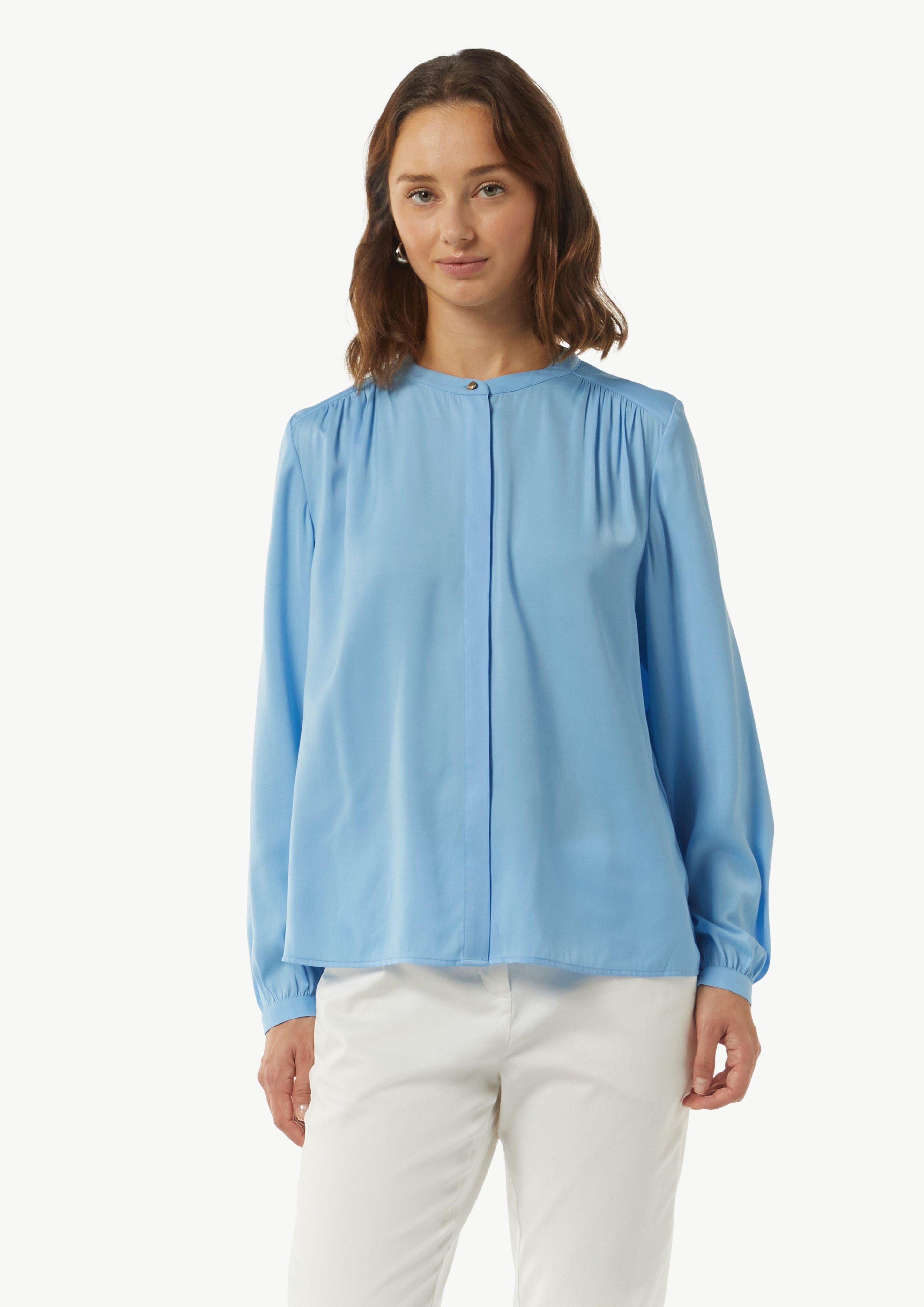 Langarmbluse Satinbluse mit Raffung