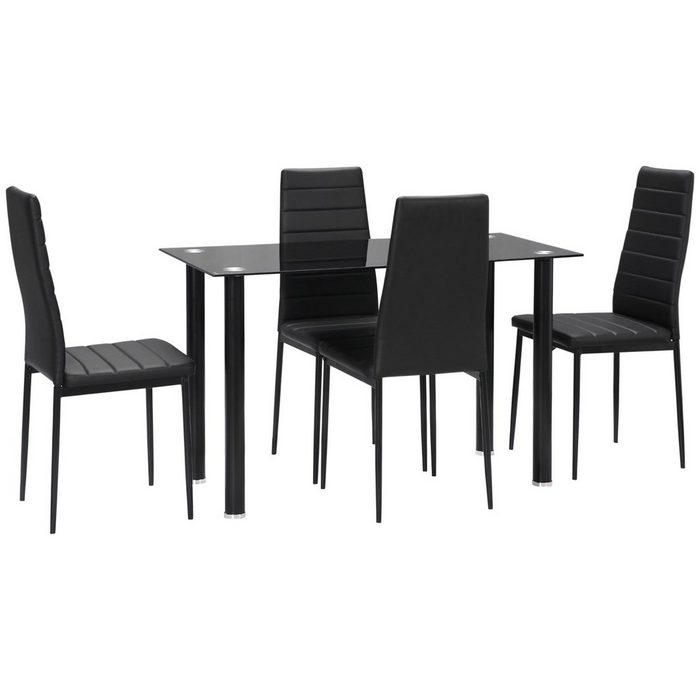 HOMCOM Essgruppe (Set 5-tlg. 1 Tisch; 4 Stuhl) Tisch mit 4 Stühlen