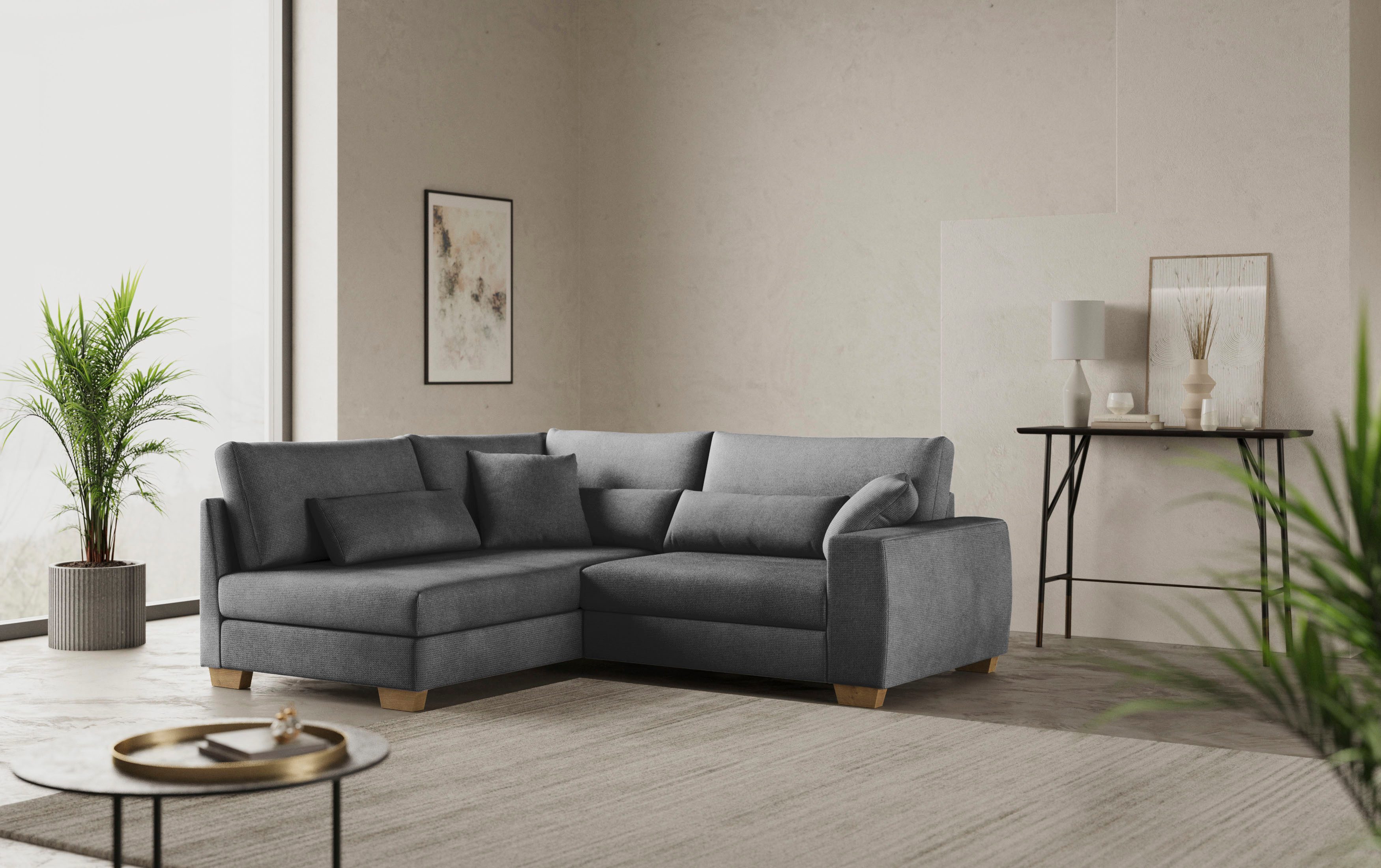 Mr. Couch Ecksofa Helena L-Form, Mit Federkern, wahlweise mit Bettfunktion und Taschenfederkern