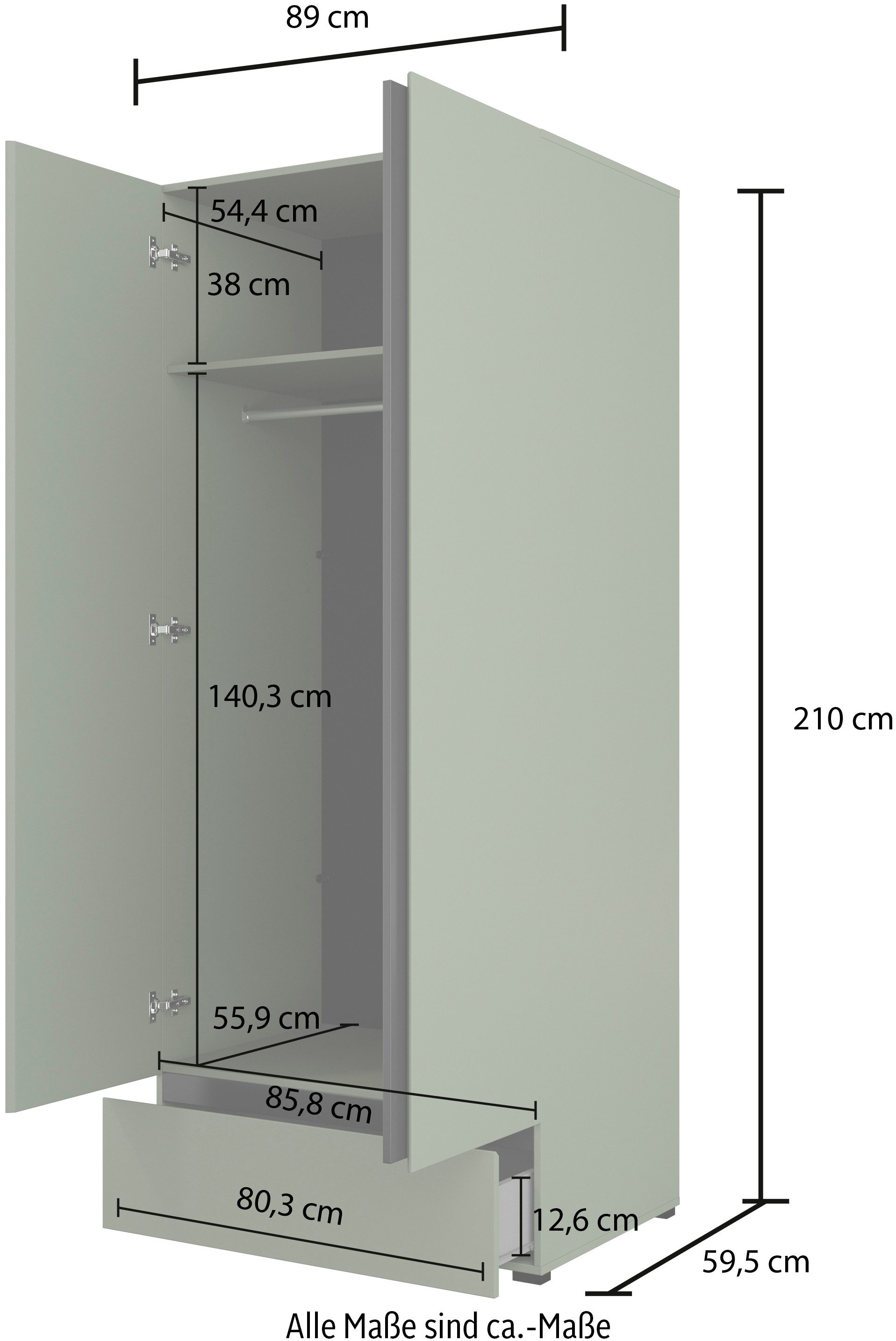 OTTO home Kleiderschrank Cross, moderner griffloser Kleiderschrank Wäscheschrank mit Schublade, Garderobe, Türen – Bild 5 von 5