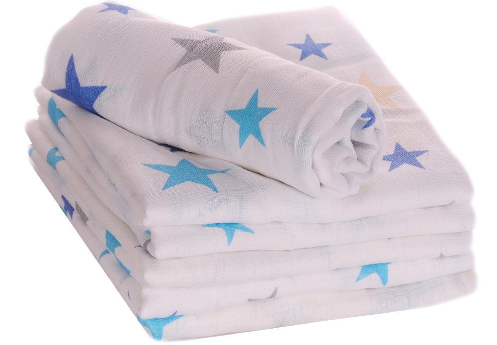 La Bortini Stoffwindeln 10er Pack Mullwindeln Babytücher Baby Spucktücher Mulltücher, aus reiner Baumwolle, große Packung