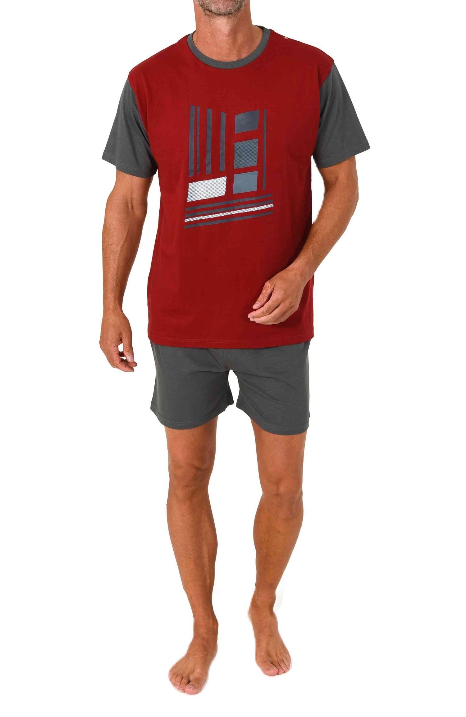 Pyjama Normann Herren kurzarm Schlafanzug Shorty Pyjama mit edlen Frontprint