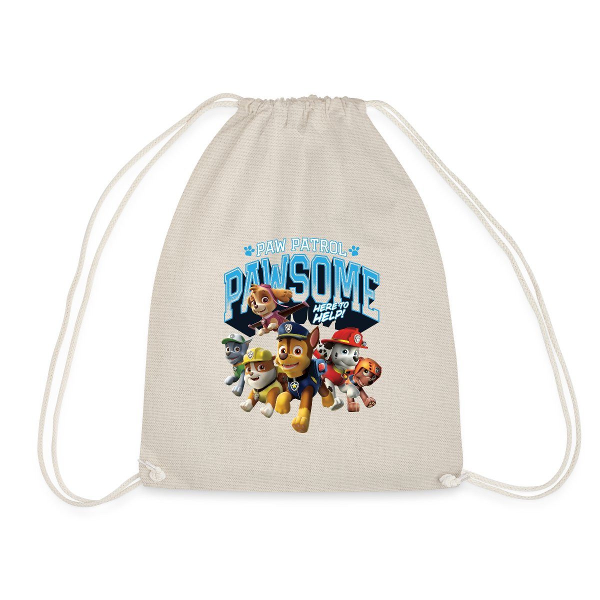 Spreadshirt Turnbeutel Paw Patrol Pawsome Here To Help Spruch Blau Turnbeutel (1-tlg)