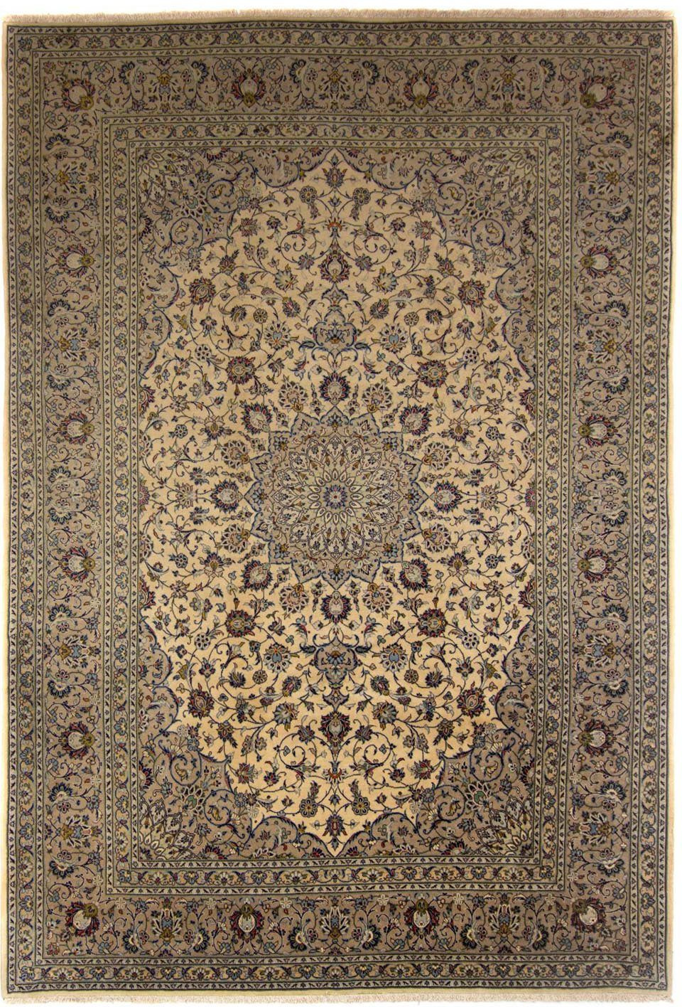 Wollteppich Keshan Medaillon Marrone chiaro 350 x 248 cm, morgenland, rechteckig, Höhe: 10 mm, Unikat mit Zertifikat