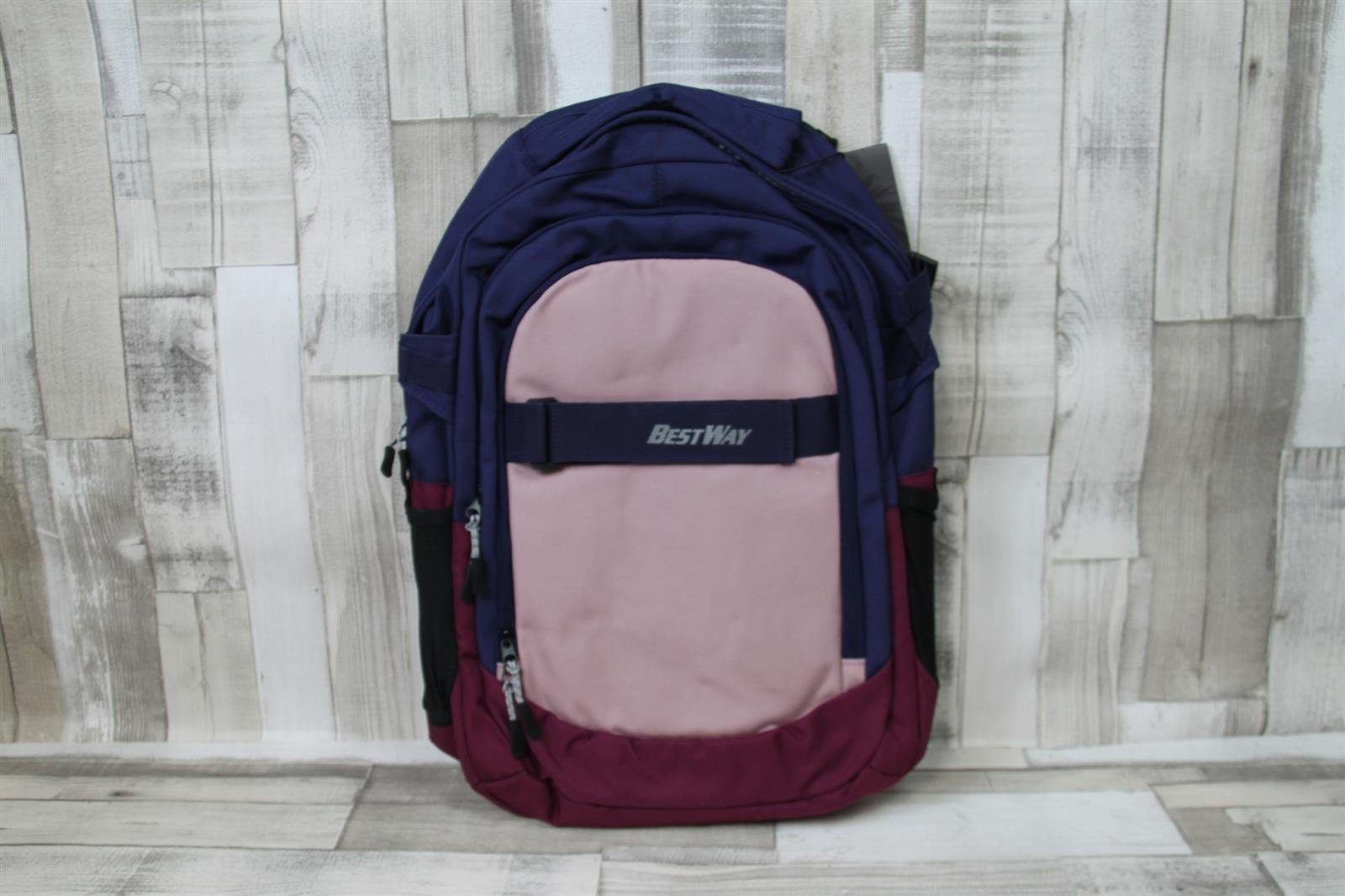 BESTWAY Schulrucksack Bestway Mädel-Schulrucksack beere blau rosa mehrfarbig