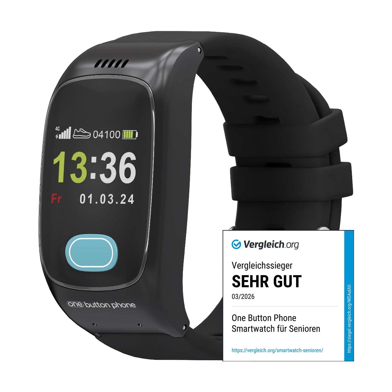 one button phone Senioren Smartwatch SOS Notfalluhr Notrufuhr GPS Smartwatch, SOS-Taste, automatische Sturzerkennung und GPS-Ortung