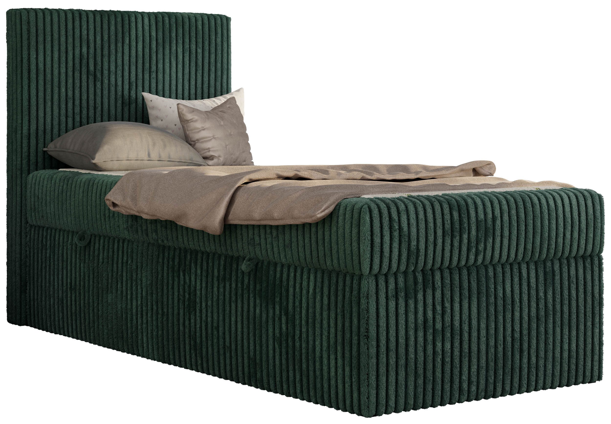 MKS MÖBEL Jugendbett TILIO (Set, T30 Schaum, 7 Härtezonen), Jugendbett 90x200, Stauraum, hohe Kopfteil, Multipocket-Matratze