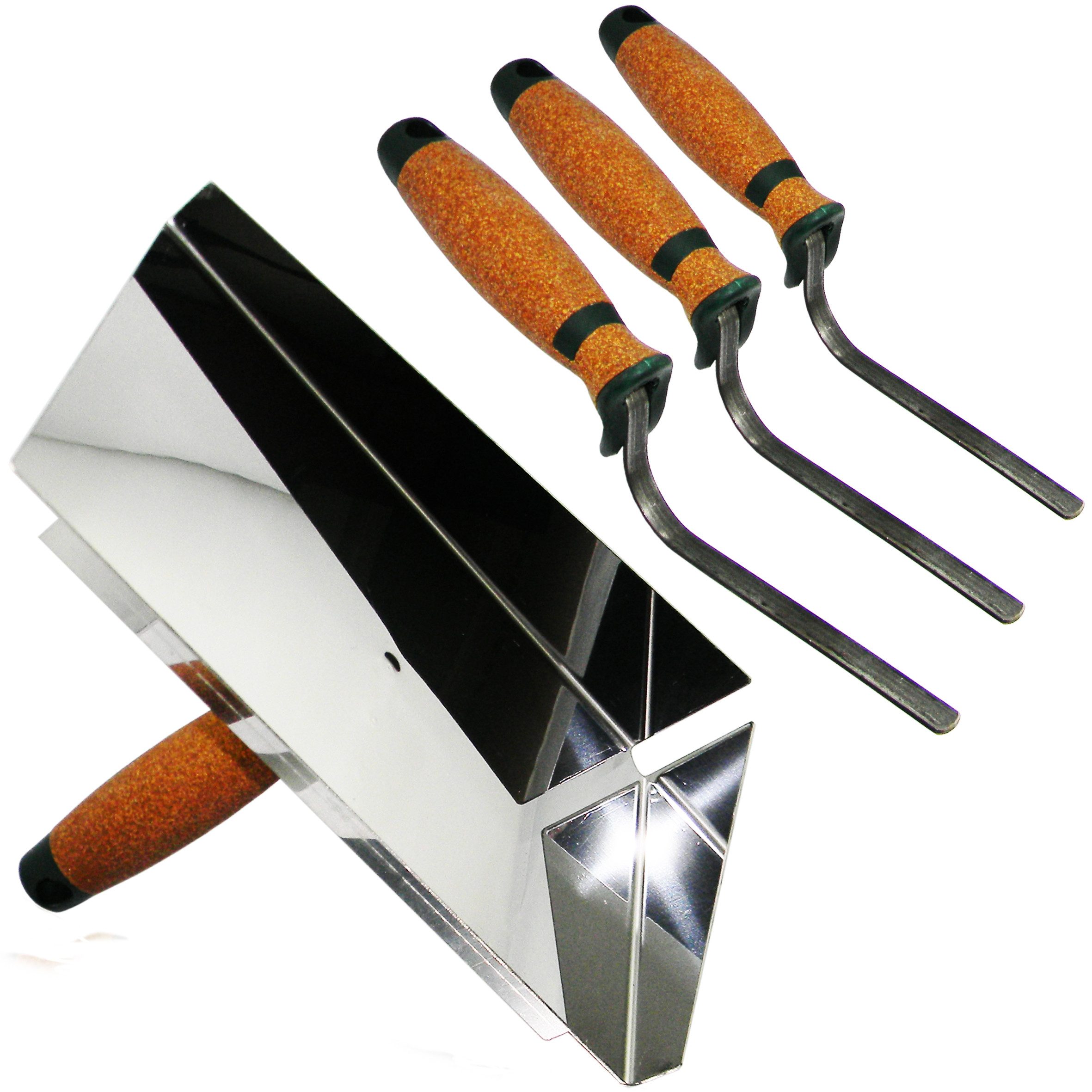 ConToo Fugenspachtel Fugblech Edelstahl 245x155mm + Fugenkelle 8,10,12mm KORKGRIFF CT04