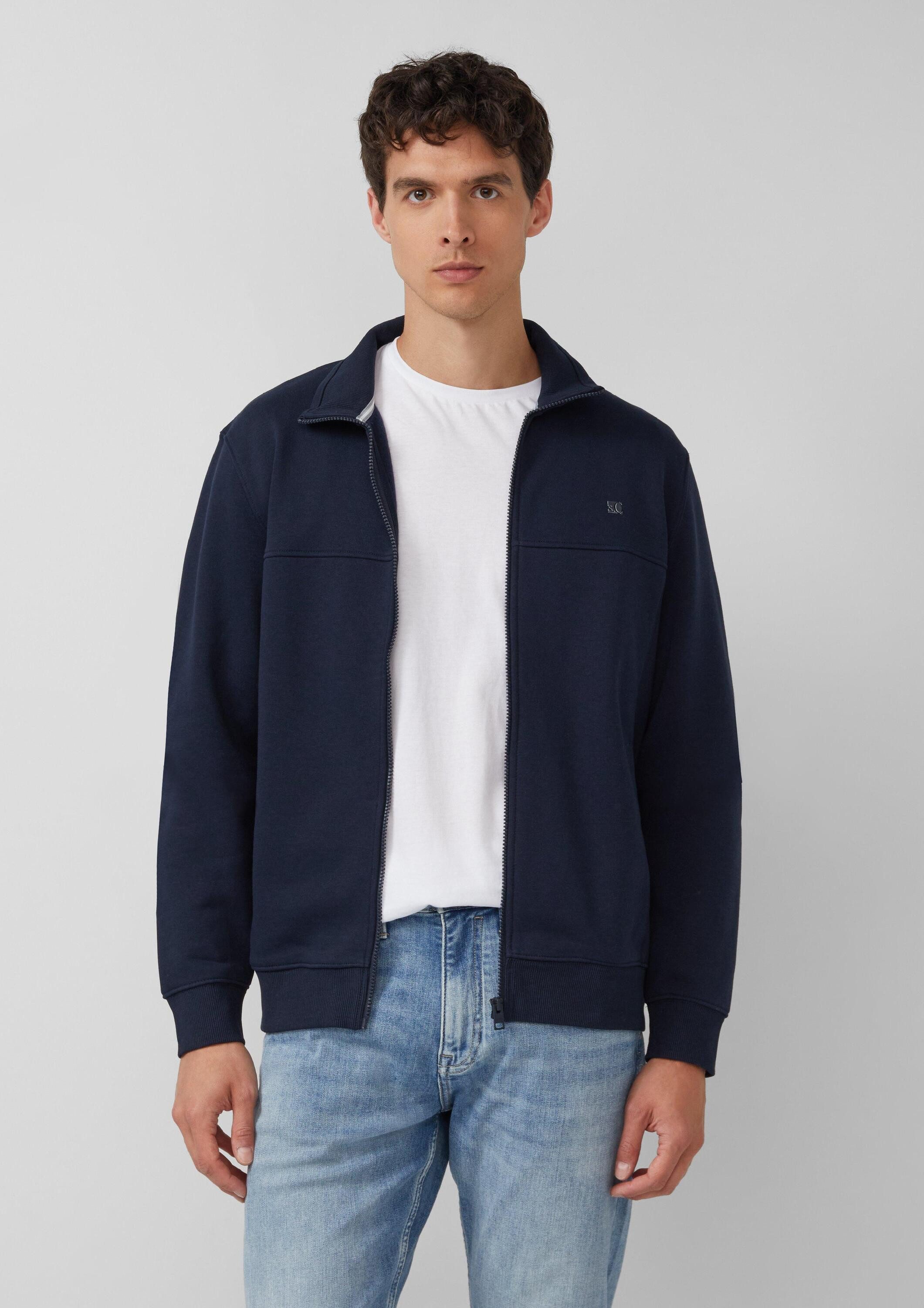 s.Oliver Sweatjacke Sweatshirt Jacke Sweatjacke mit Stehkragen und Eingrifftaschen