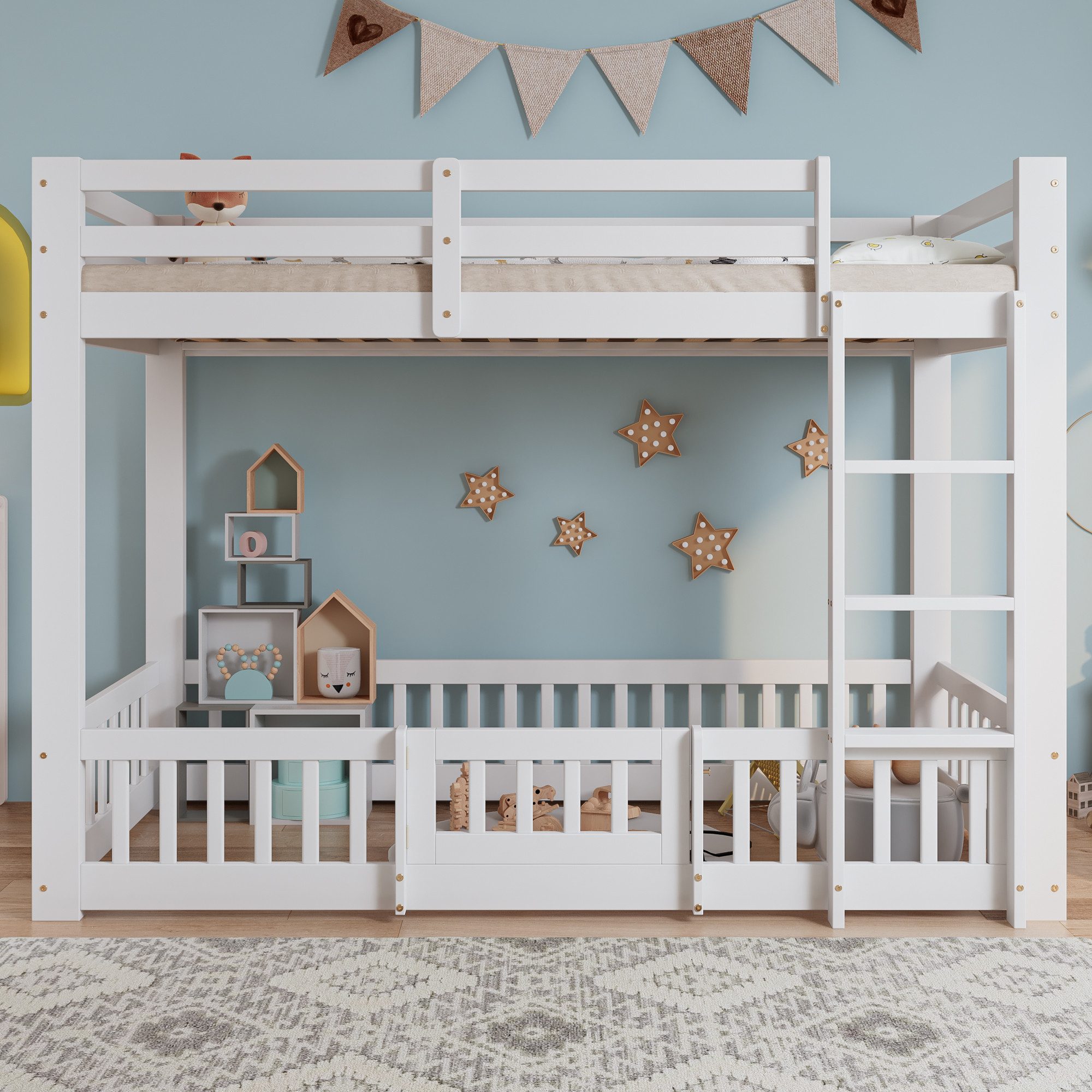 Merax Etagenbett (1-St., Jugendbett Einzelbett Hochbett), Kinderbett 90x200 günstig online kaufen