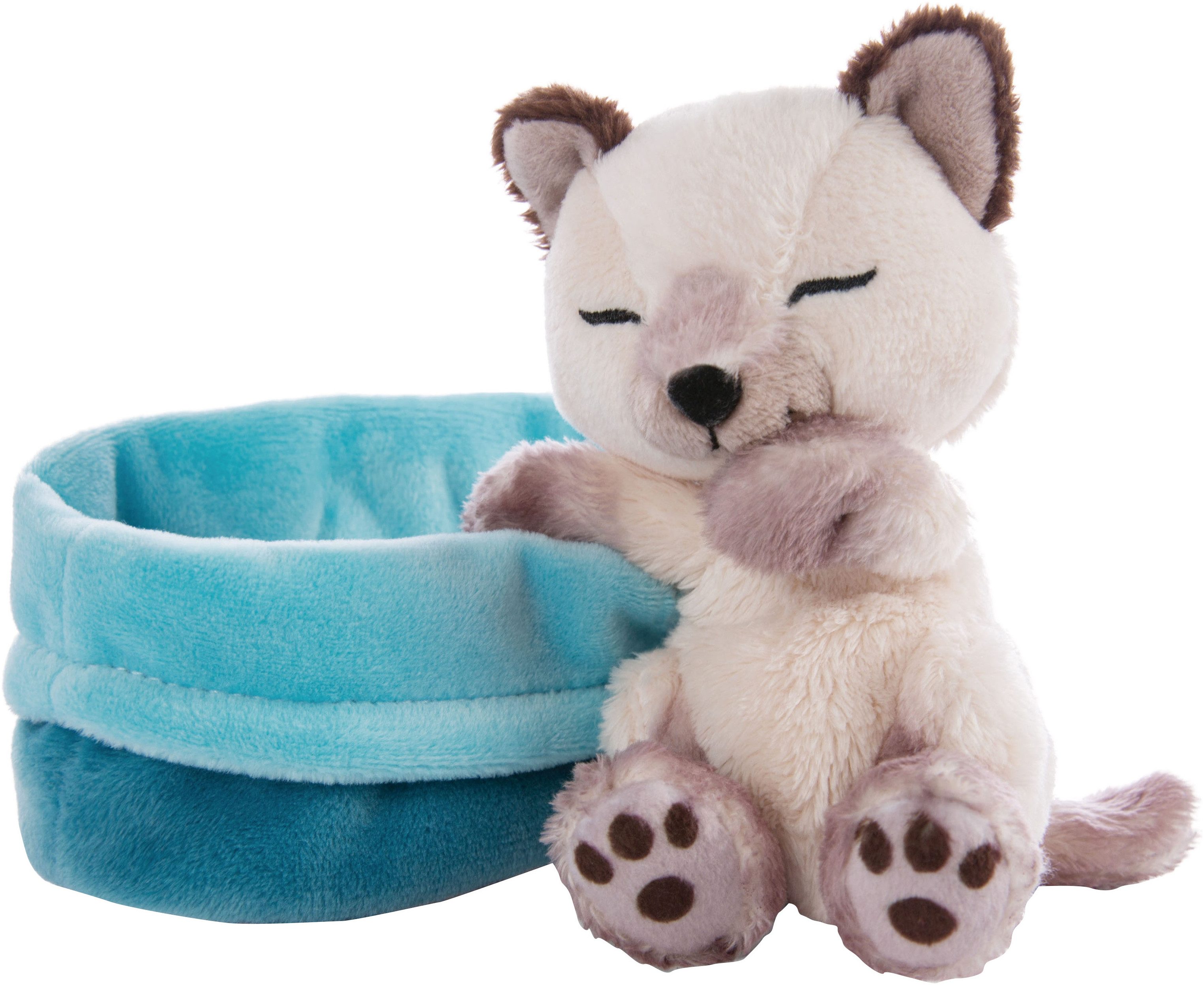 Nici Kuscheltier Sleeping Pets, Katze Siam, 12 cm, im Körbchen