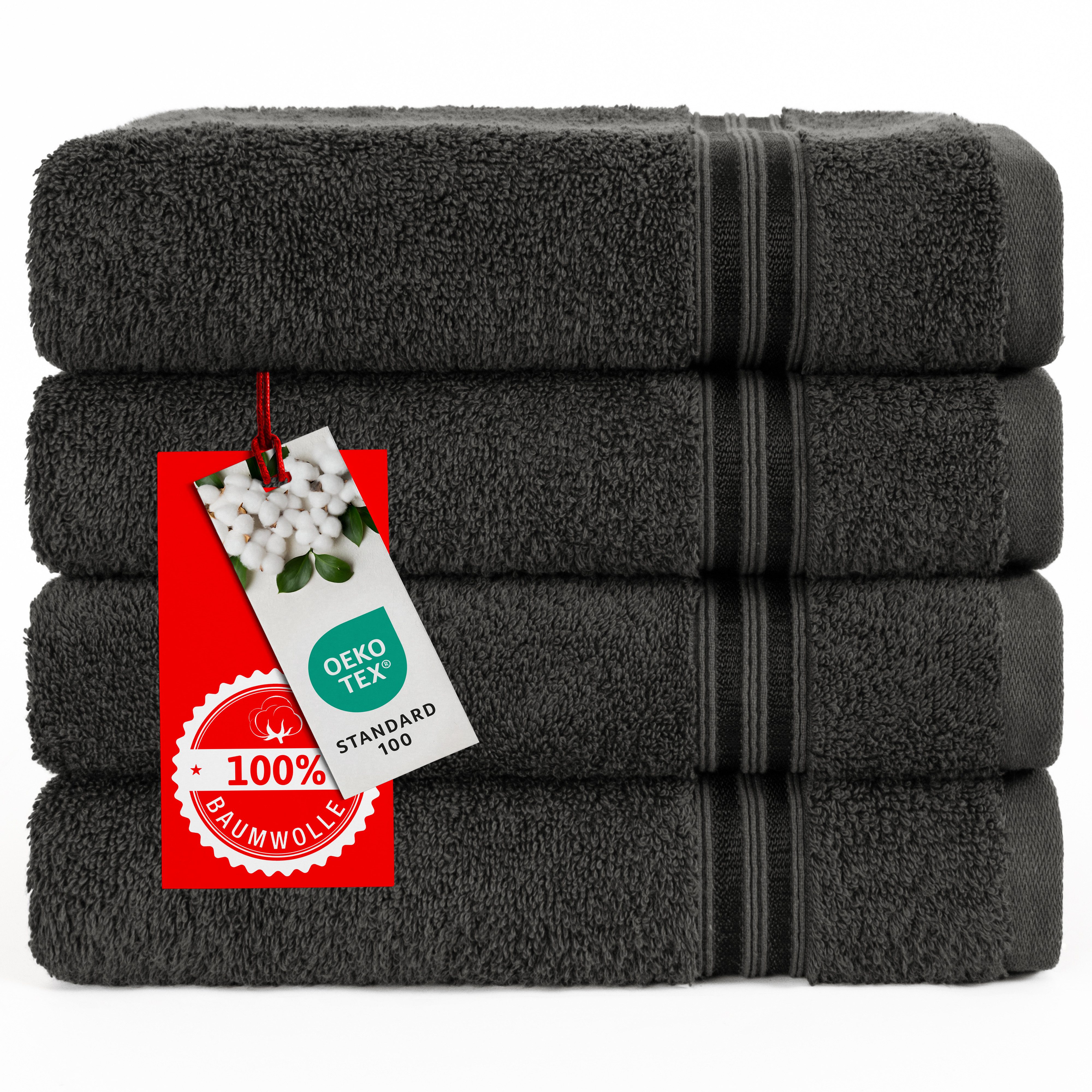 HAMMETEX Handtuch Set 4er Set Handtücher 50x100 cm, 100% Baumwolle, Weich & Saugstark, Frottier (Set, 4-St), mit Bordüre, einfarbig, weich