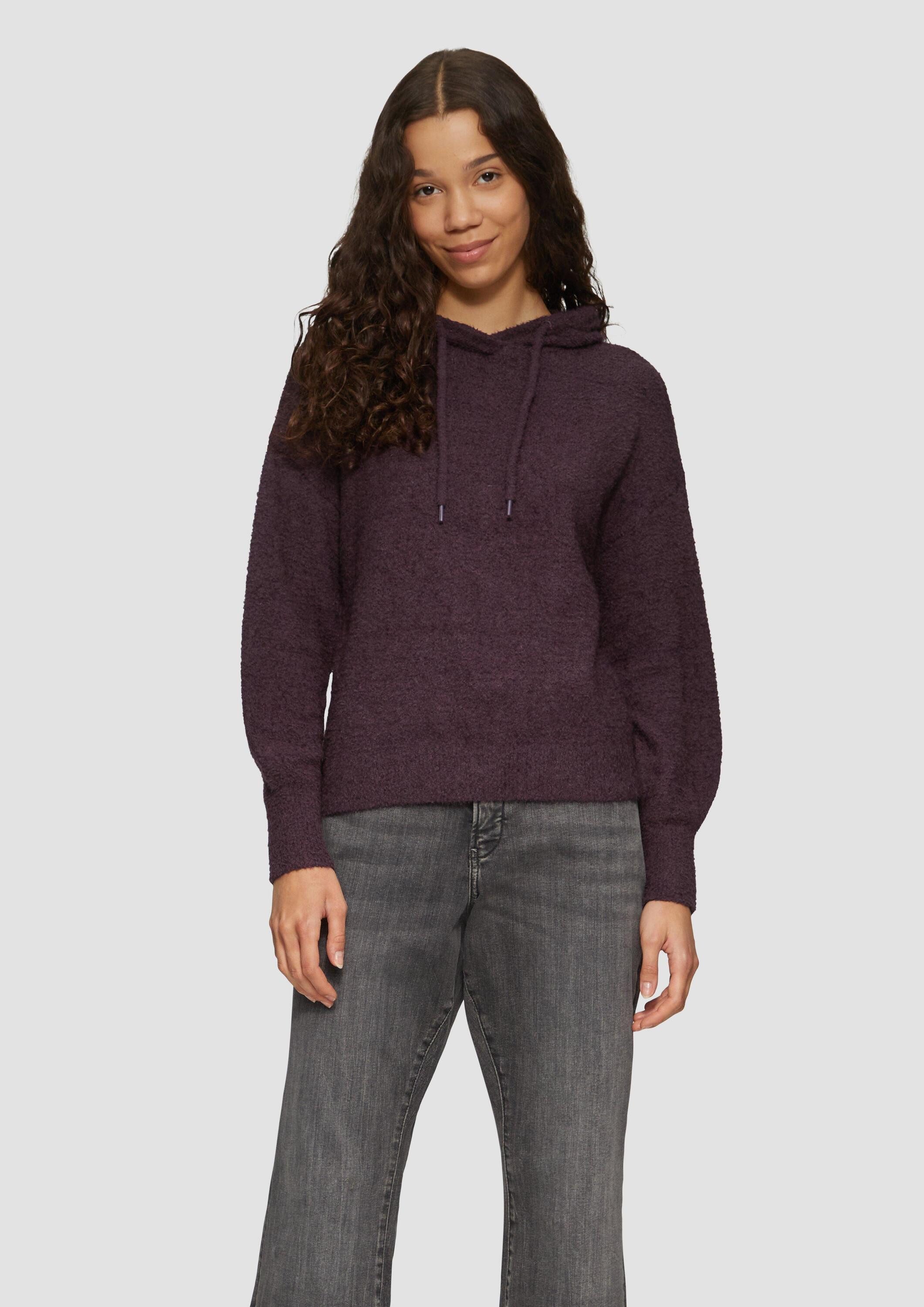 QS Longpullover Strickpullover Flauschiger Strick-Hoodie günstig online kaufen
