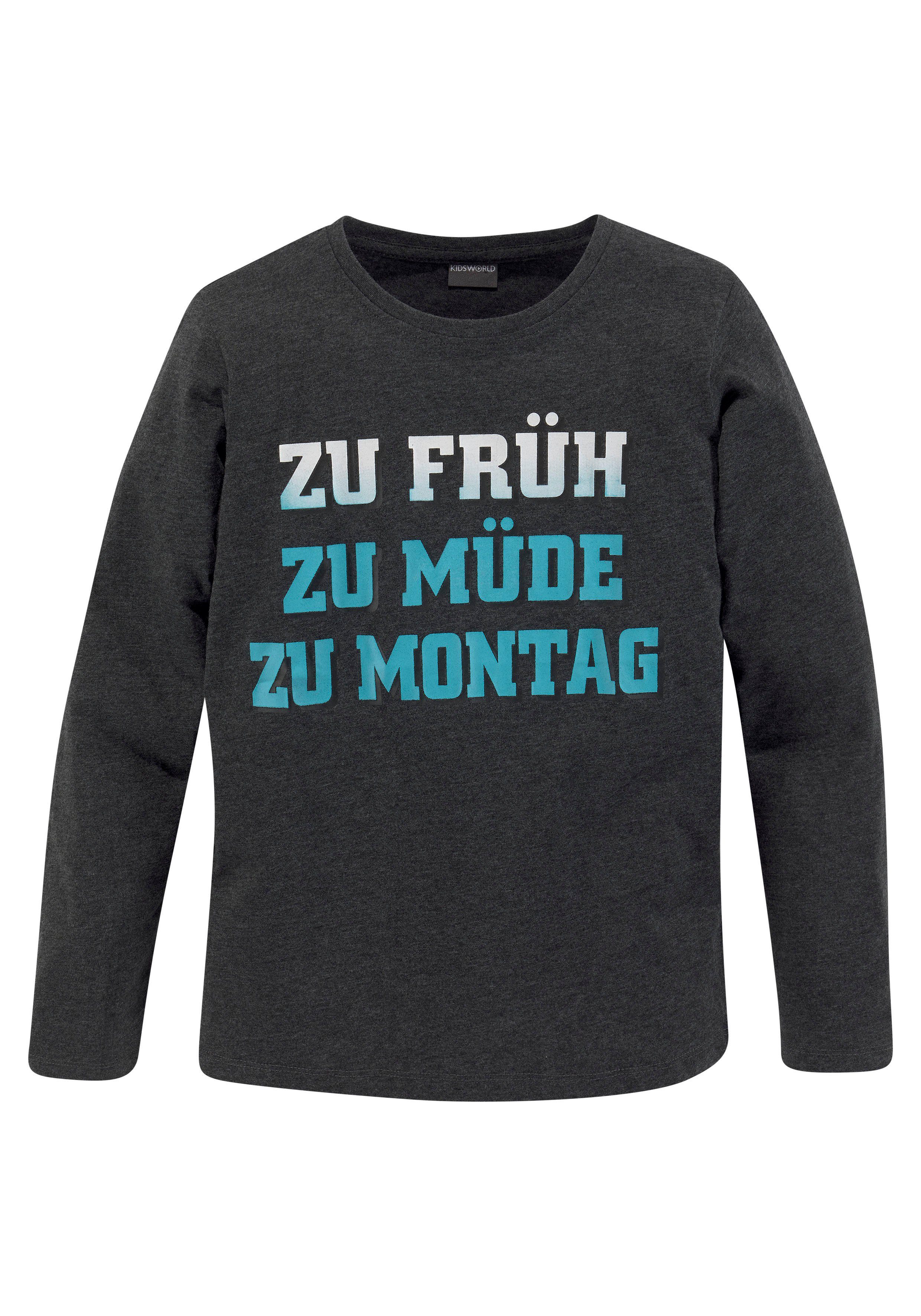 ZU ZU MÜDE, ZU KIDSWORLD Langarmshirt FRÜH, MONTAG