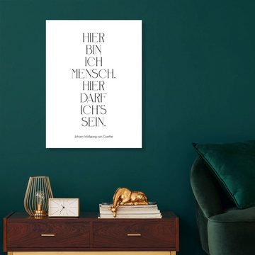 Posterlounge Acrylglasbild Typobox, Goethe Zitat - Hier bin ich Mensch, Wohnzimmer