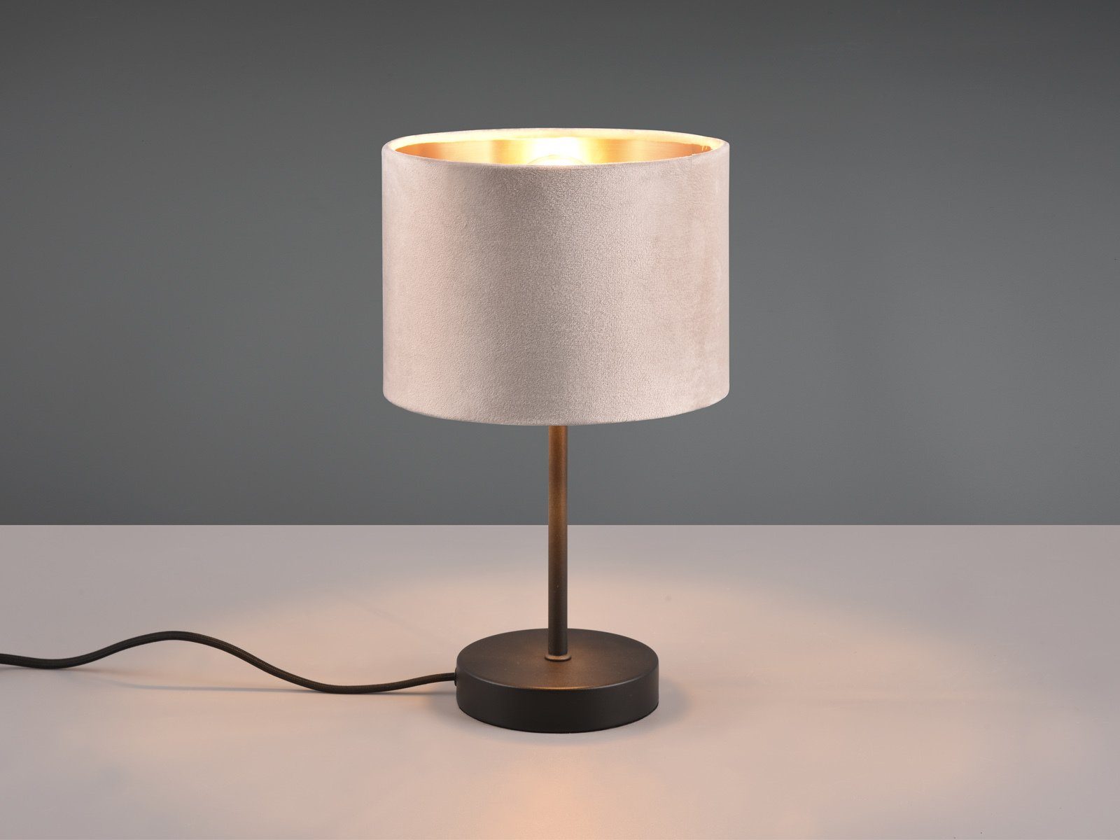 TRIO Leuchten LED Nachttischlampe, Dimmfunktion, LED wechselbar, Warmweiß, schöne Designklassiker mit Samt Lampenschirm für Fensterbank Höhe 33cm