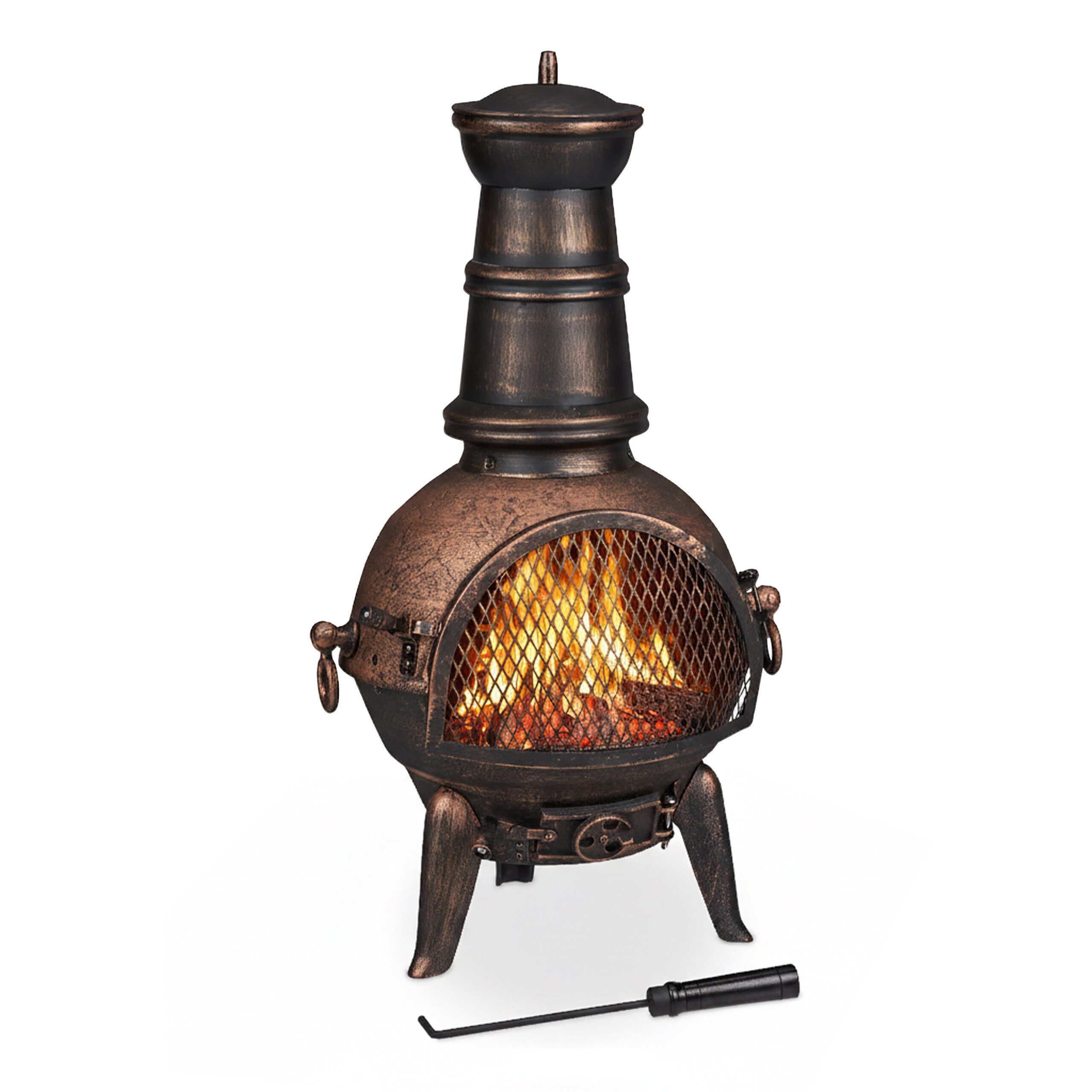 relaxdays Feuerkorb Terrassenofen in Bronze
