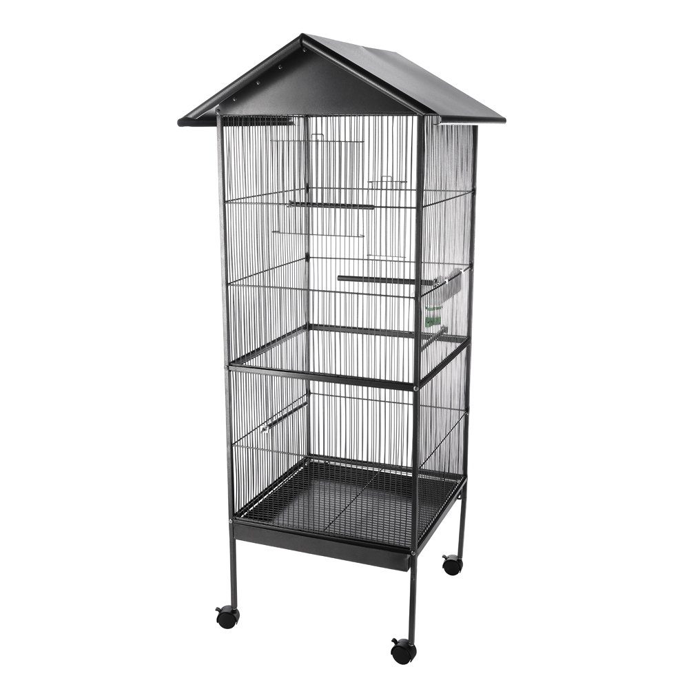 Feel2Home Vogelkäfig Vogelvoliere Metall Vogelkäfig Vogelhaus Tierkäfig Käfig Hoch Rollen, Bodenschutzgitter