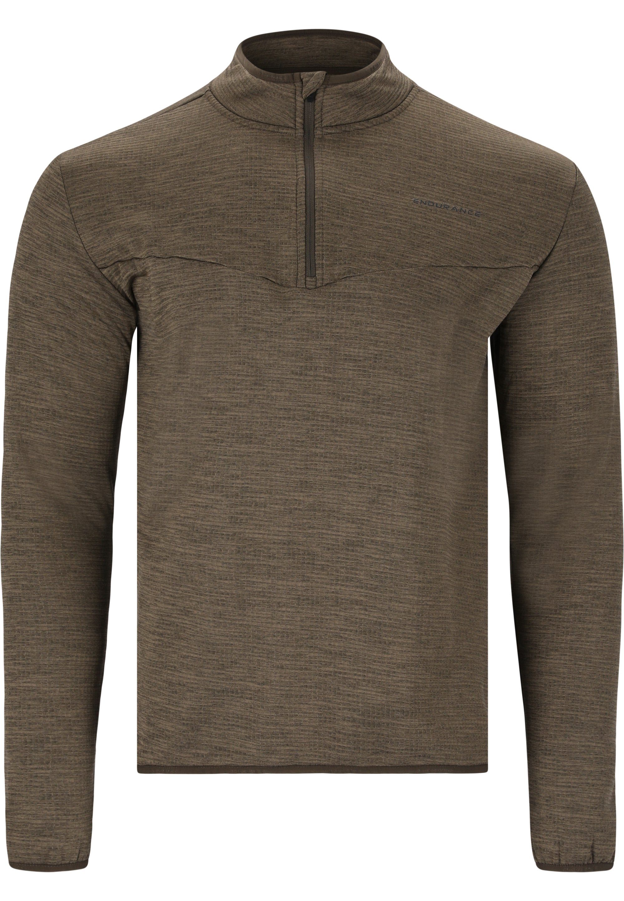 LEDGER sportlichen (1-tlg) Funktionen braun-meliert Langarmshirt mit ENDURANCE