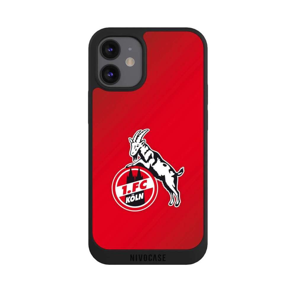 NIVOCASE Handyhülle 1. FC Köln Offizielles Lizenzprodukt EffZeh 1. FC Köln rot, Apple iPhone 12 mini Handyhülle Hülle NIVOpure Case Schwarz