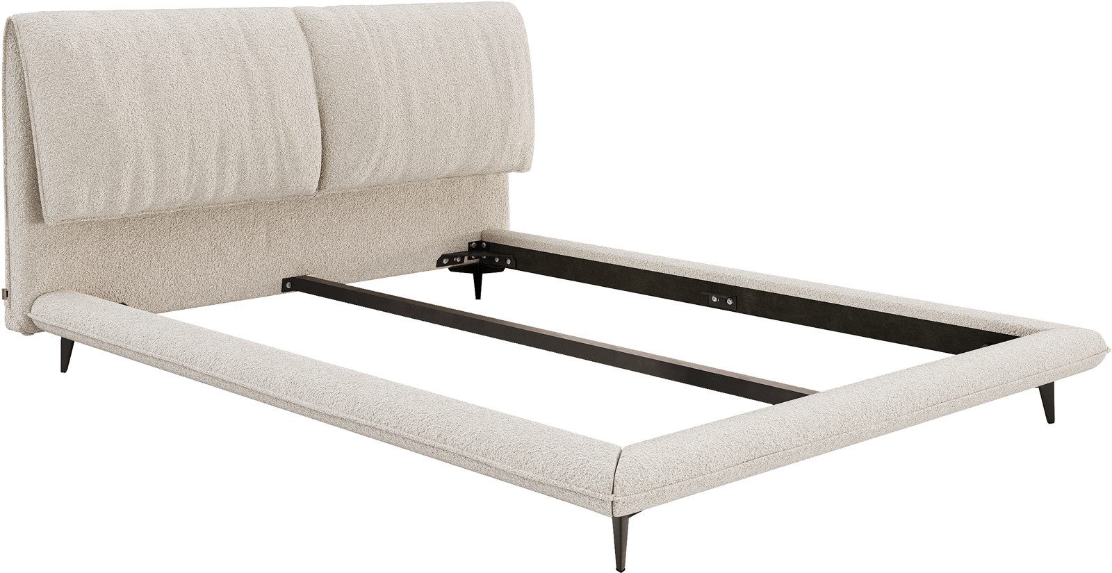 DELIFE Polsterbett Cusino, Bouclé Creme-Weiß 140x200 cm