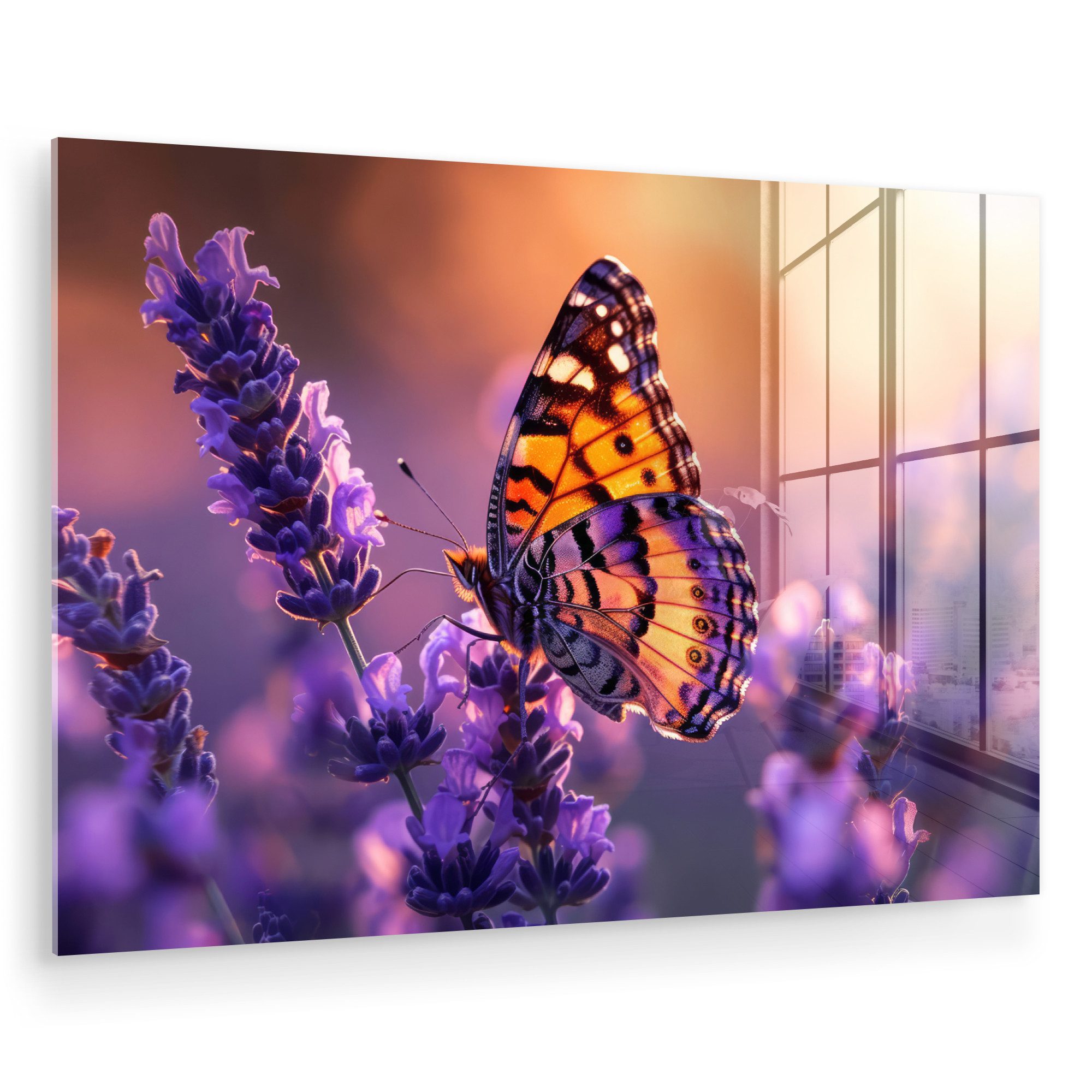 MuchoWow Acrylglasbild Blumen - Schmetterling - günstig online kaufen